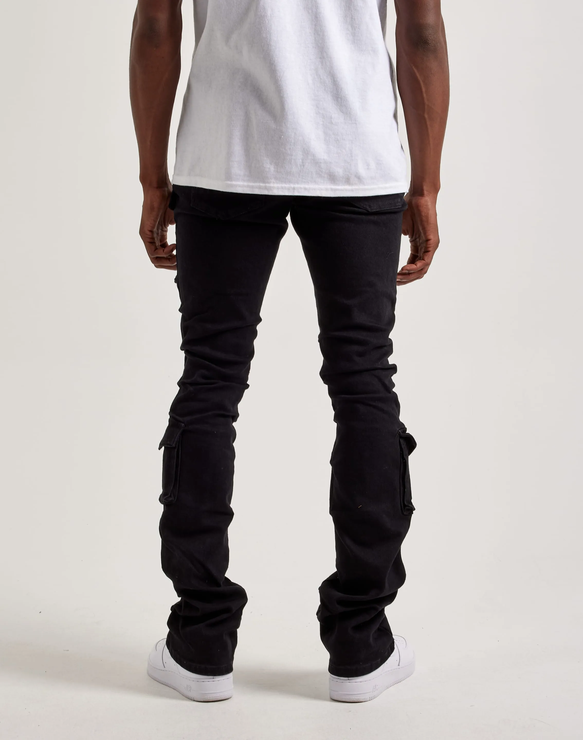 Smoke Rise Utility Pocket Stacked Flare Denim Jeans