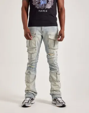 Smoke Rise Utility Pocket Stacked Flare Denim Jeans