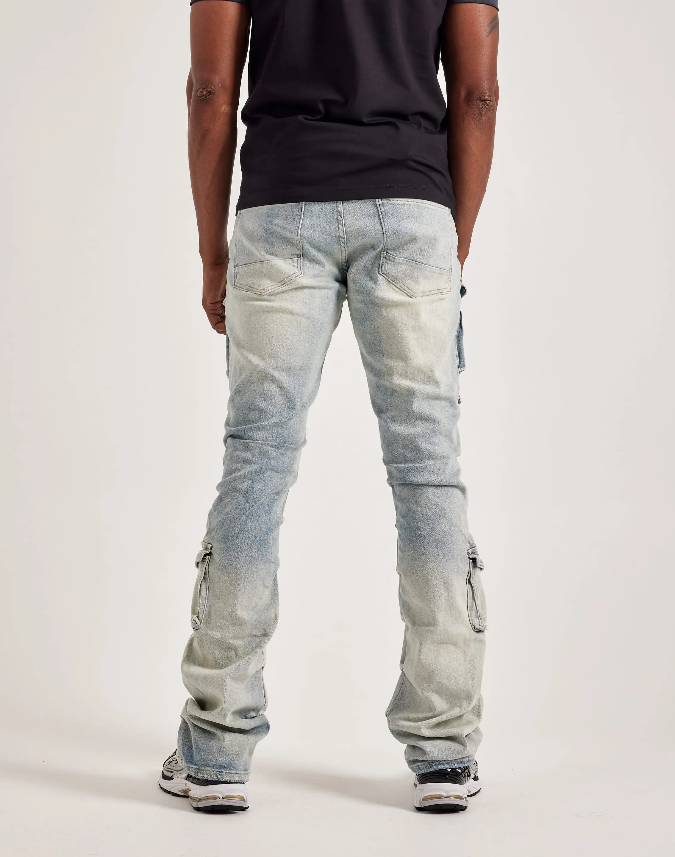 Smoke Rise Utility Pocket Stacked Flare Denim Jeans