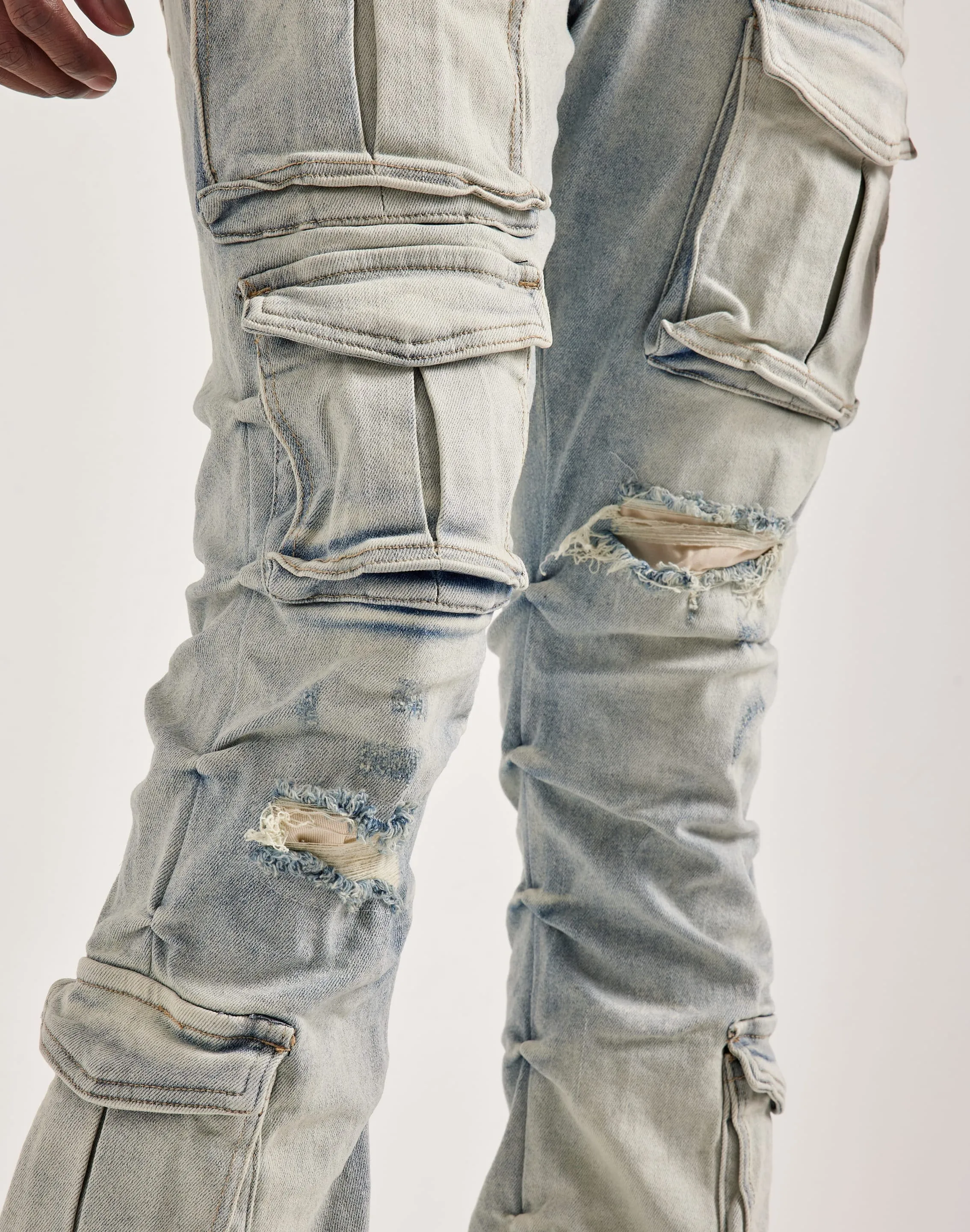Smoke Rise Utility Pocket Stacked Flare Denim Jeans