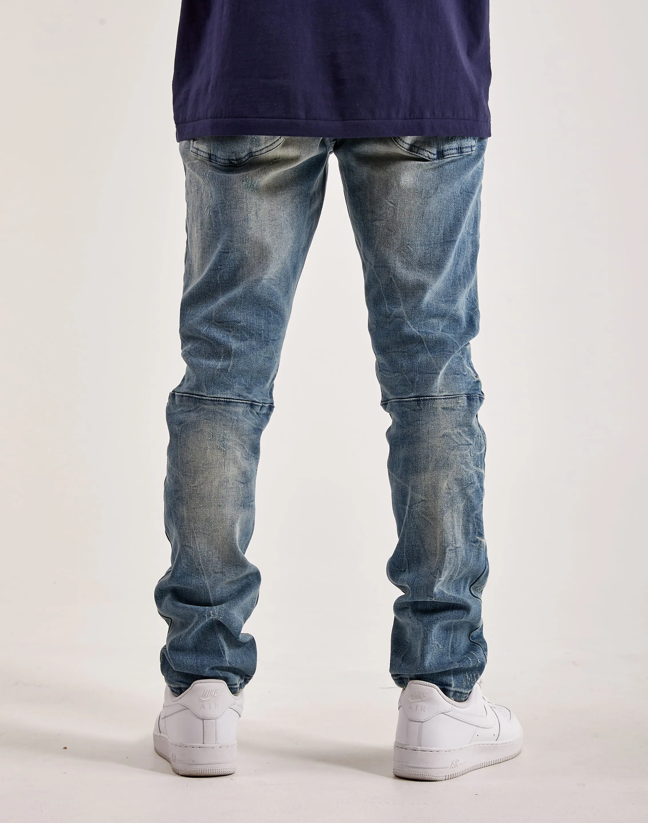 Smoke Rise Wave Effect Basic Slim Denim