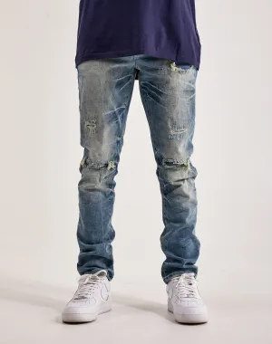 Smoke Rise Wave Effect Basic Slim Denim