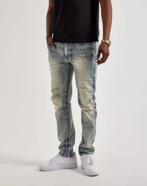 Smoke Rise Wave Effect Slim Jeans
