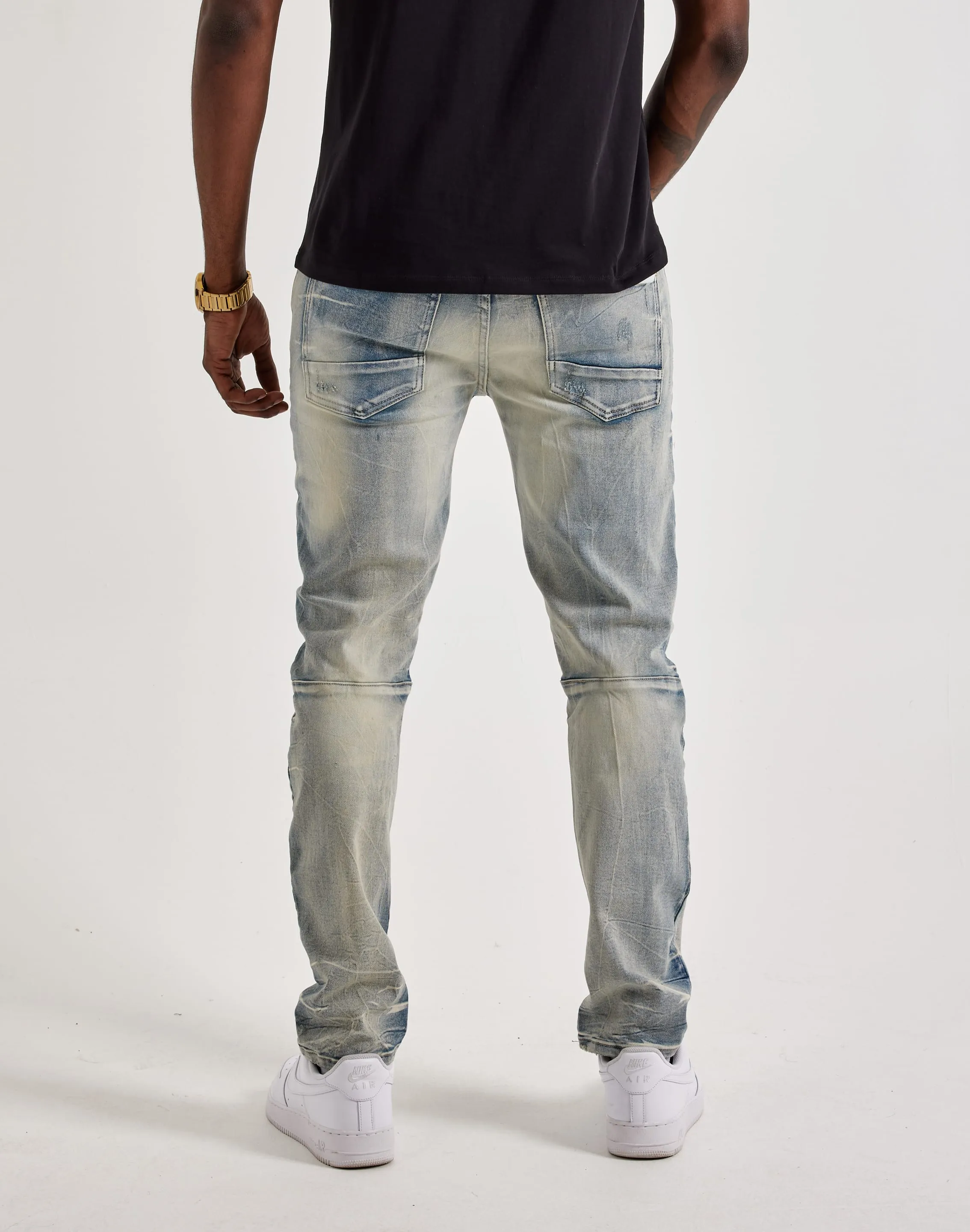 Smoke Rise Wave Effect Slim Jeans