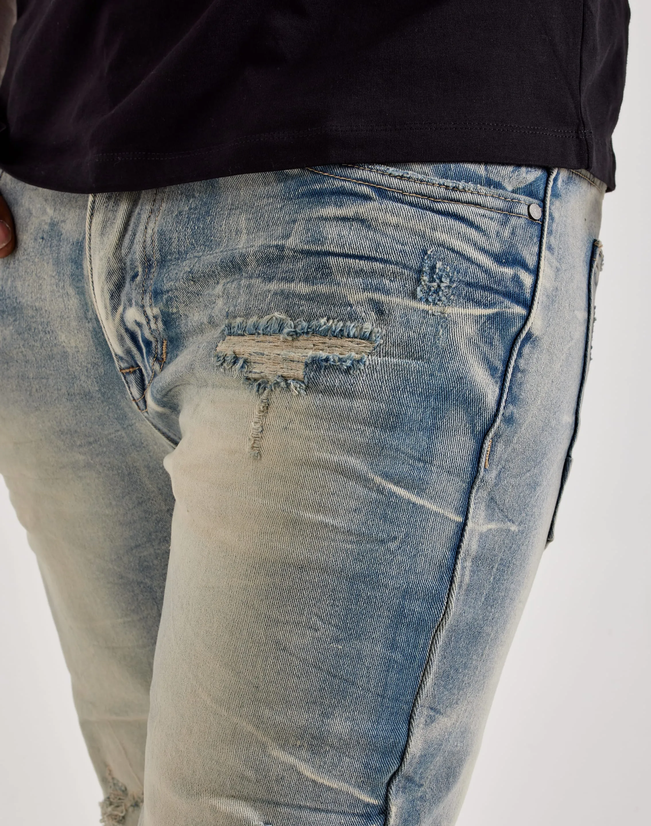 Smoke Rise Wave Effect Slim Jeans