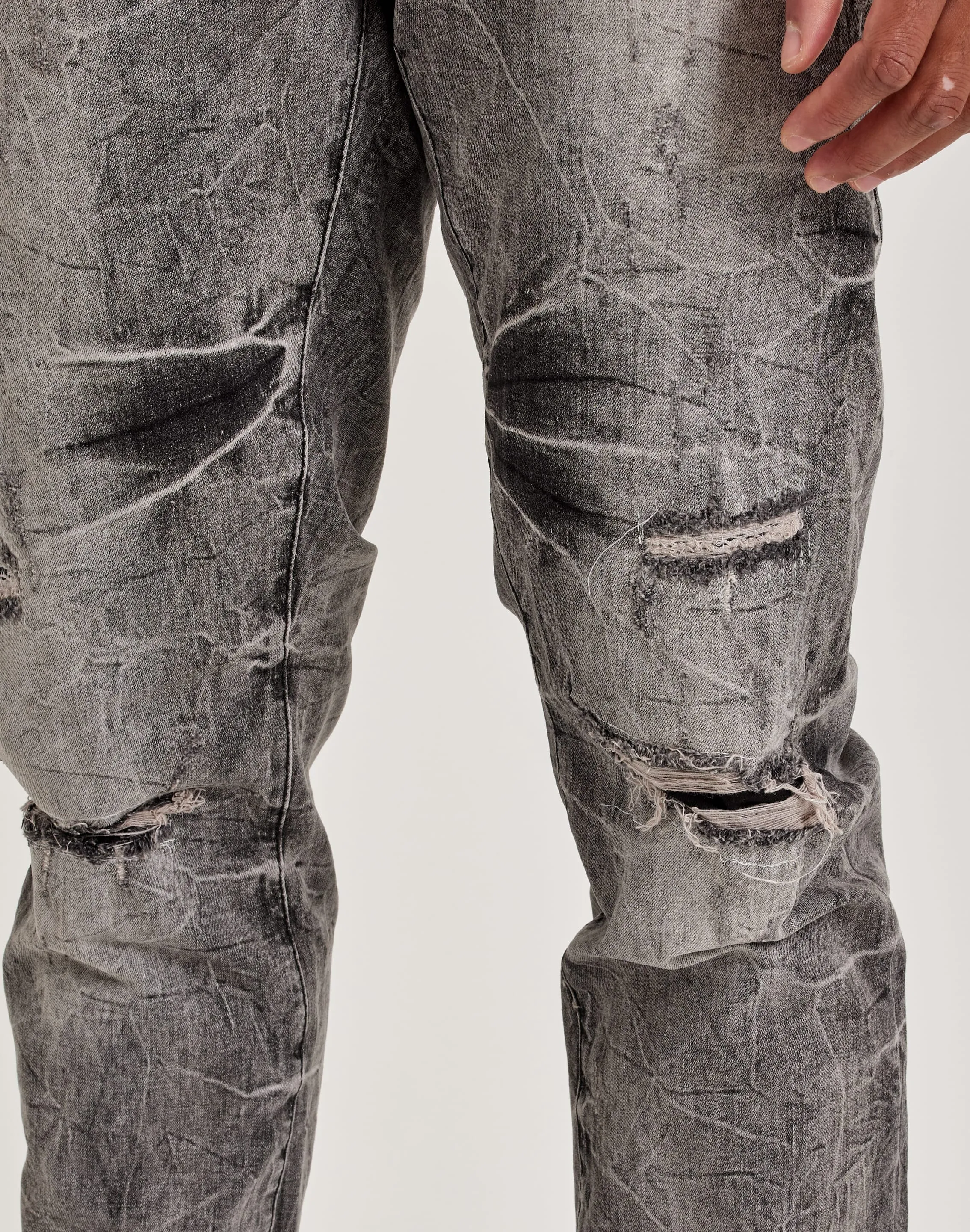 Smoke Rise Wave Effect Straight Denim Jeans