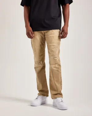 Smoke Rise Wave Effect Straight Denim Jeans