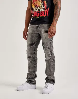 Smoke Rise Wave Effect Straight Denim Jeans