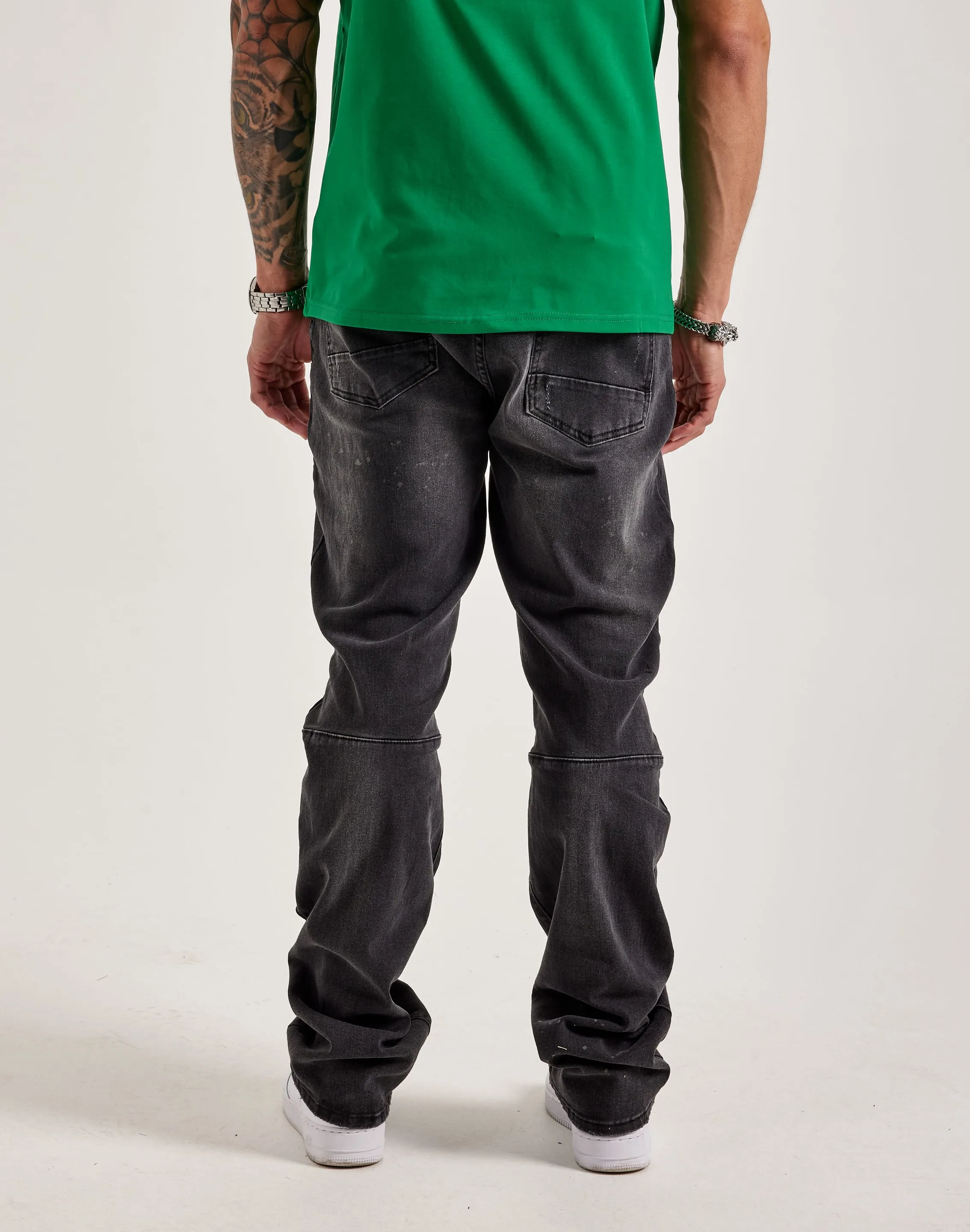 Smoke Rise Wave Effect Straight Denim Jeans