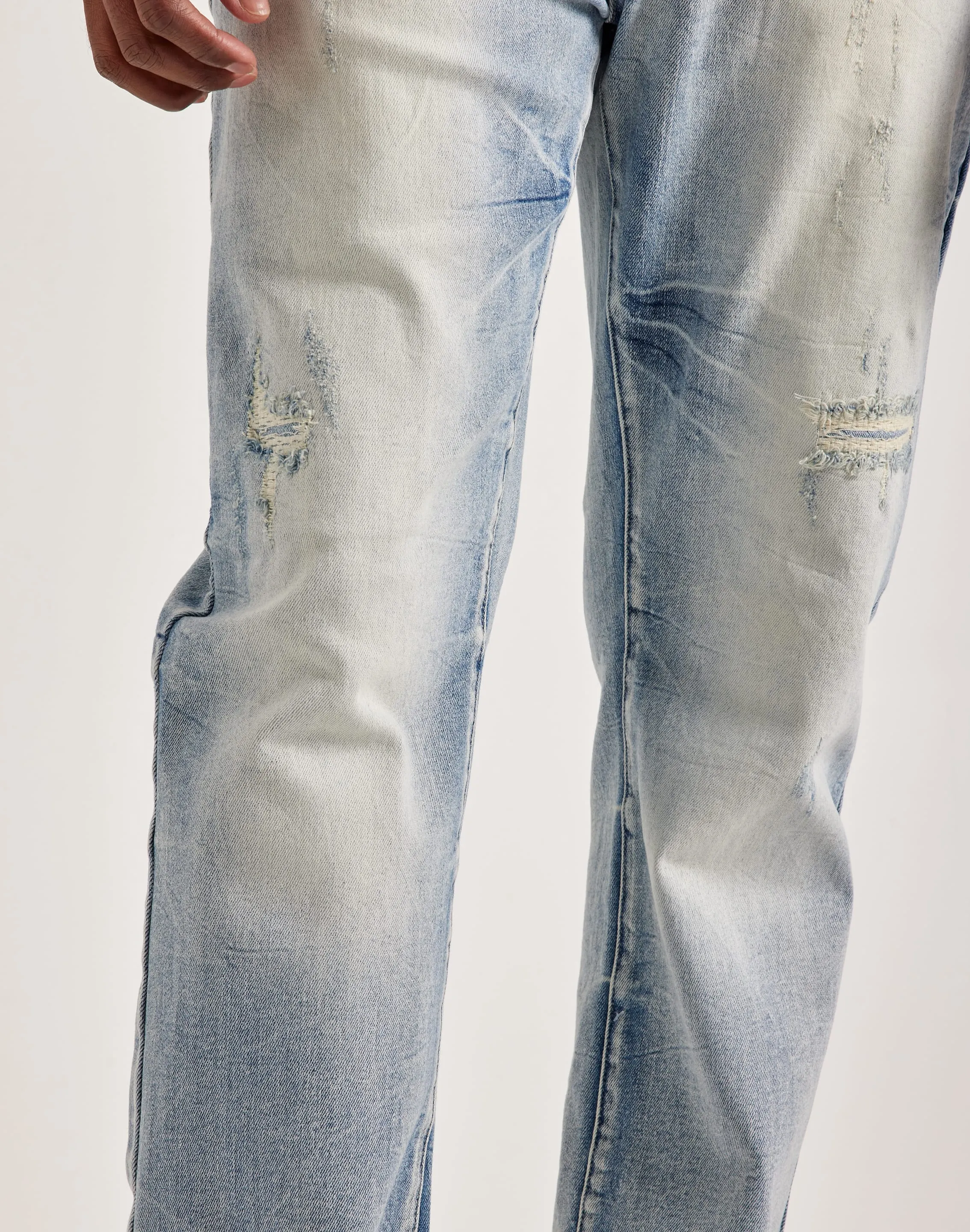 Smoke Rise Wave Effect Straight Denim Jeans