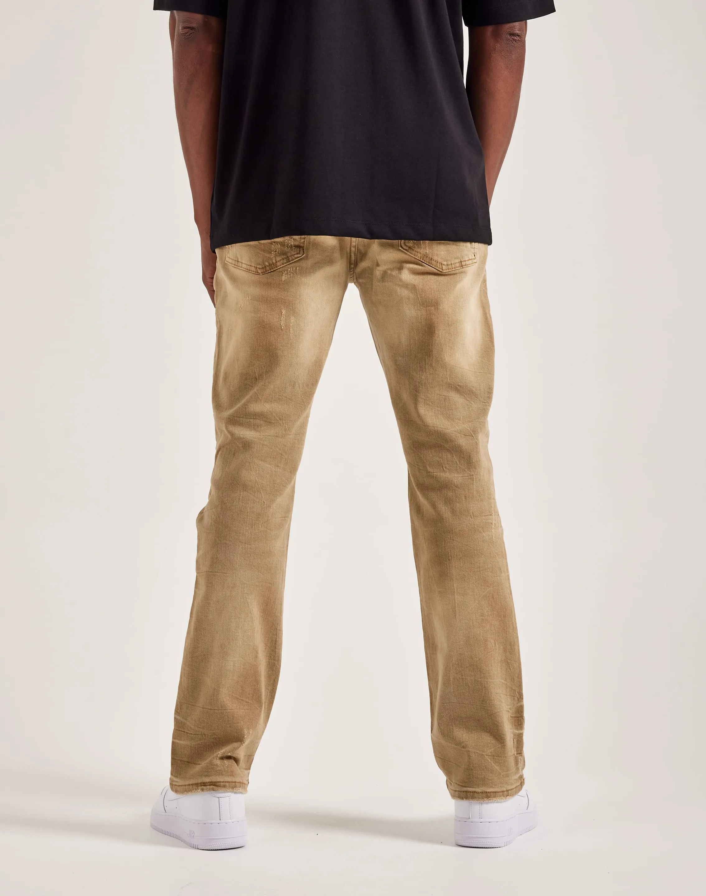 Smoke Rise Wave Effect Straight Denim Jeans