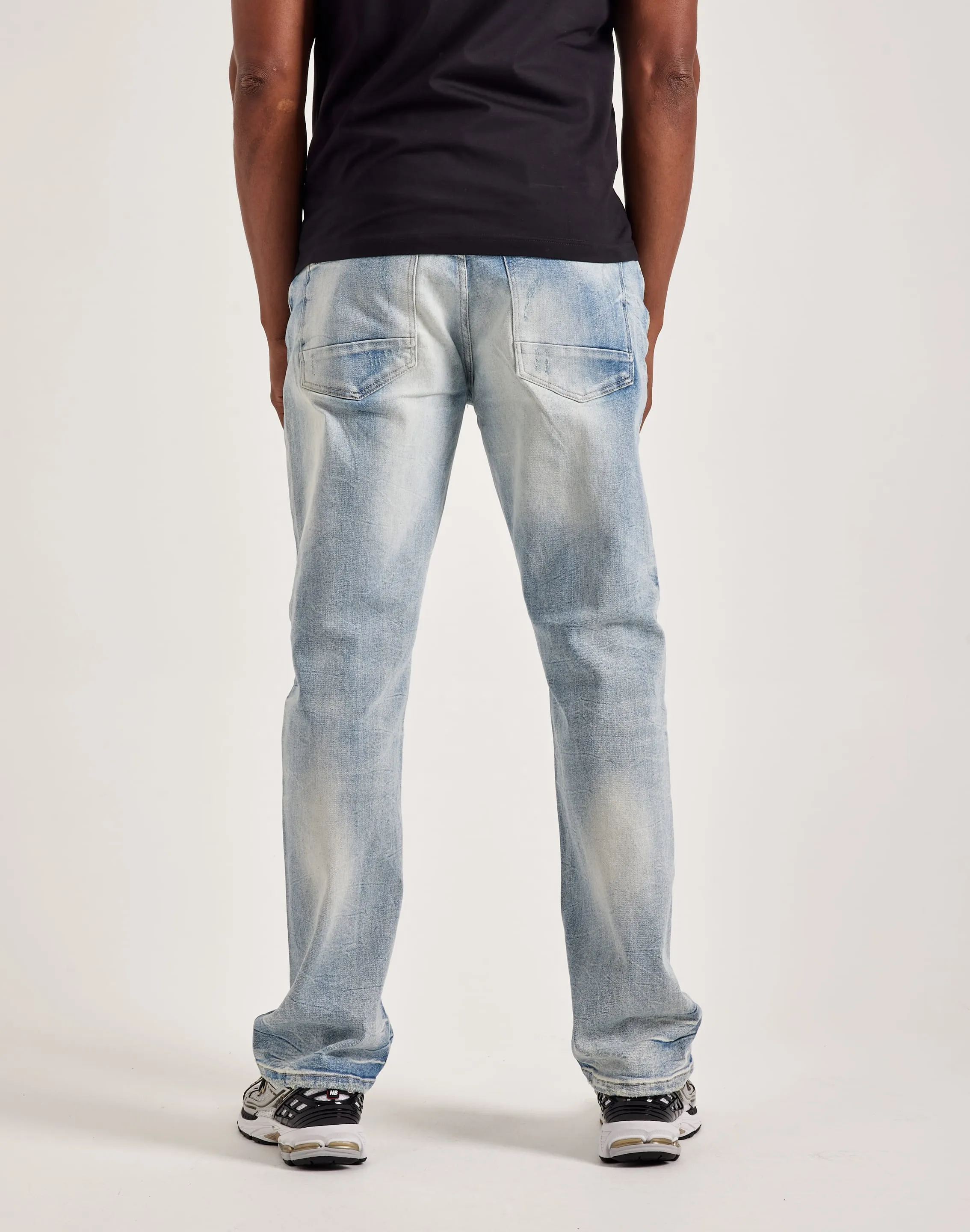 Smoke Rise Wave Effect Straight Denim Jeans