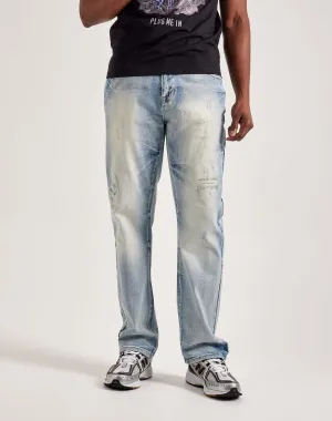 Smoke Rise Wave Effect Straight Denim Jeans