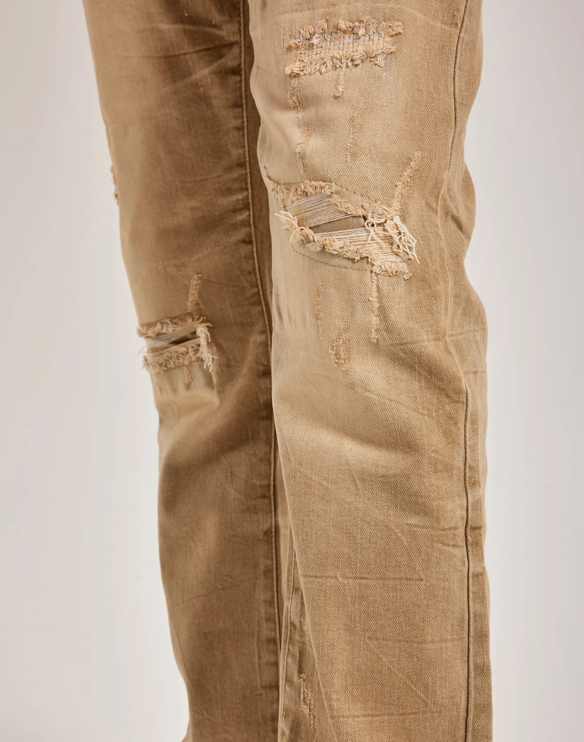 Smoke Rise Wave Effect Straight Denim Jeans