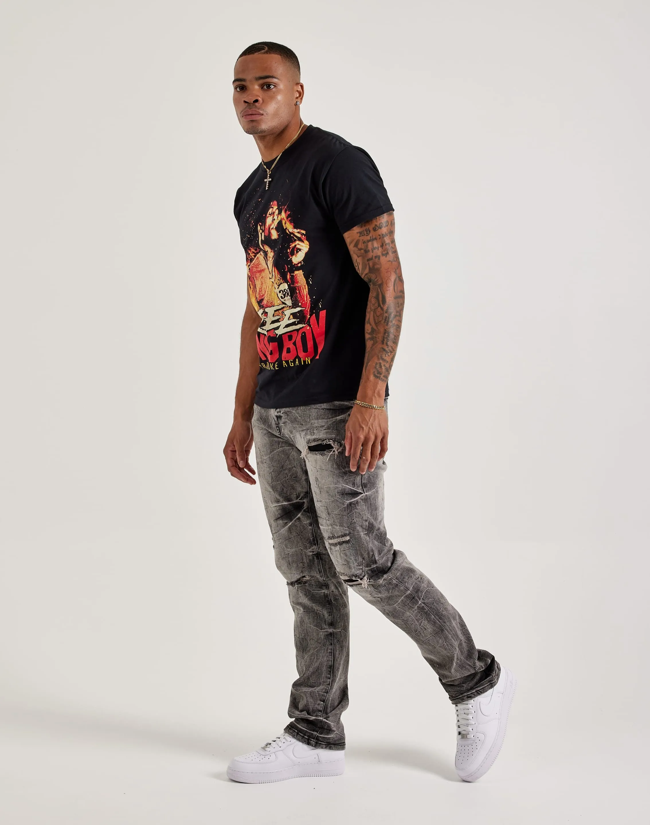 Smoke Rise Wave Effect Straight Denim Jeans