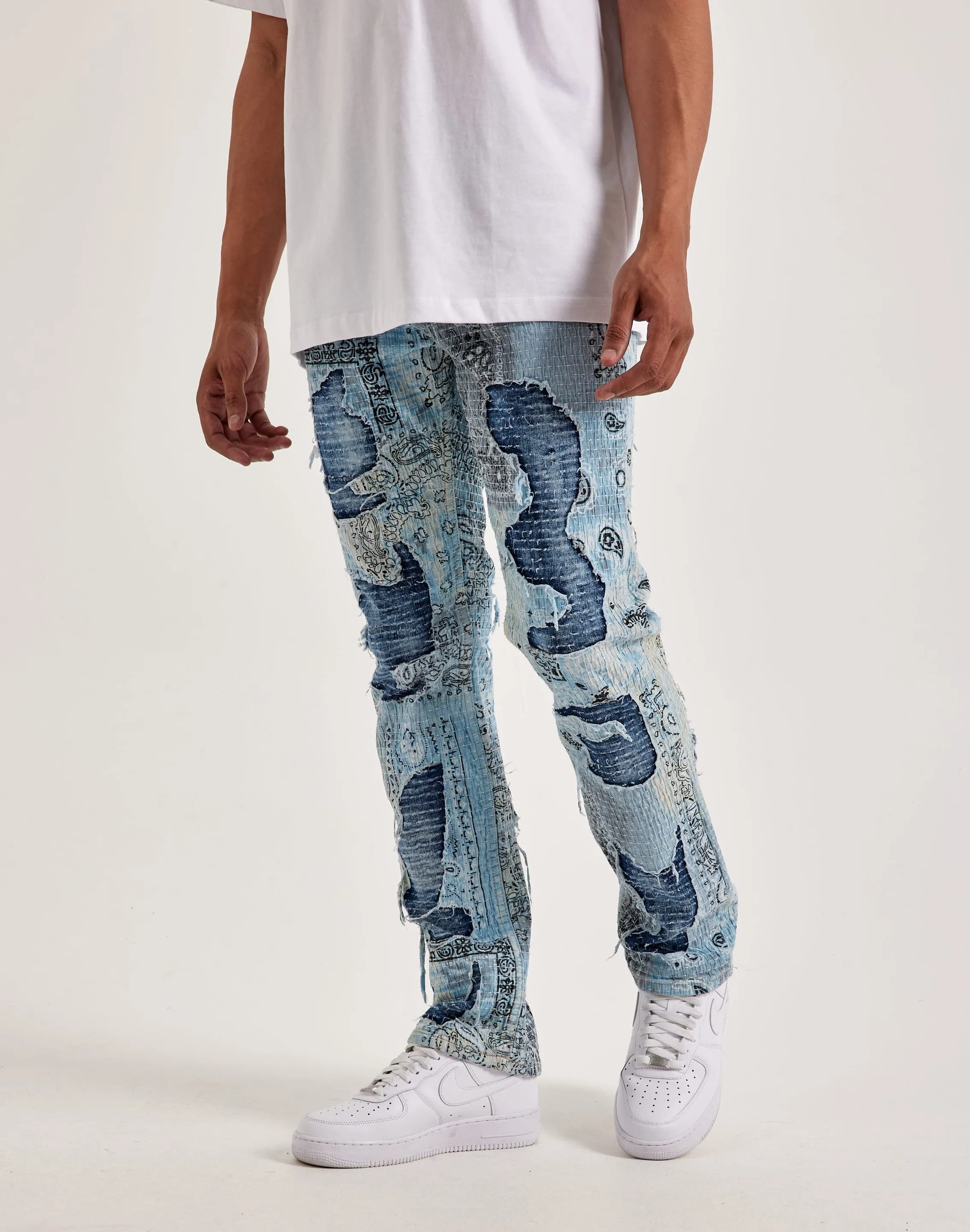 Smuggler's Moon Paisley-Print Denim Jeans
