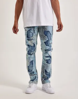 Smuggler's Moon Paisley-Print Denim Jeans