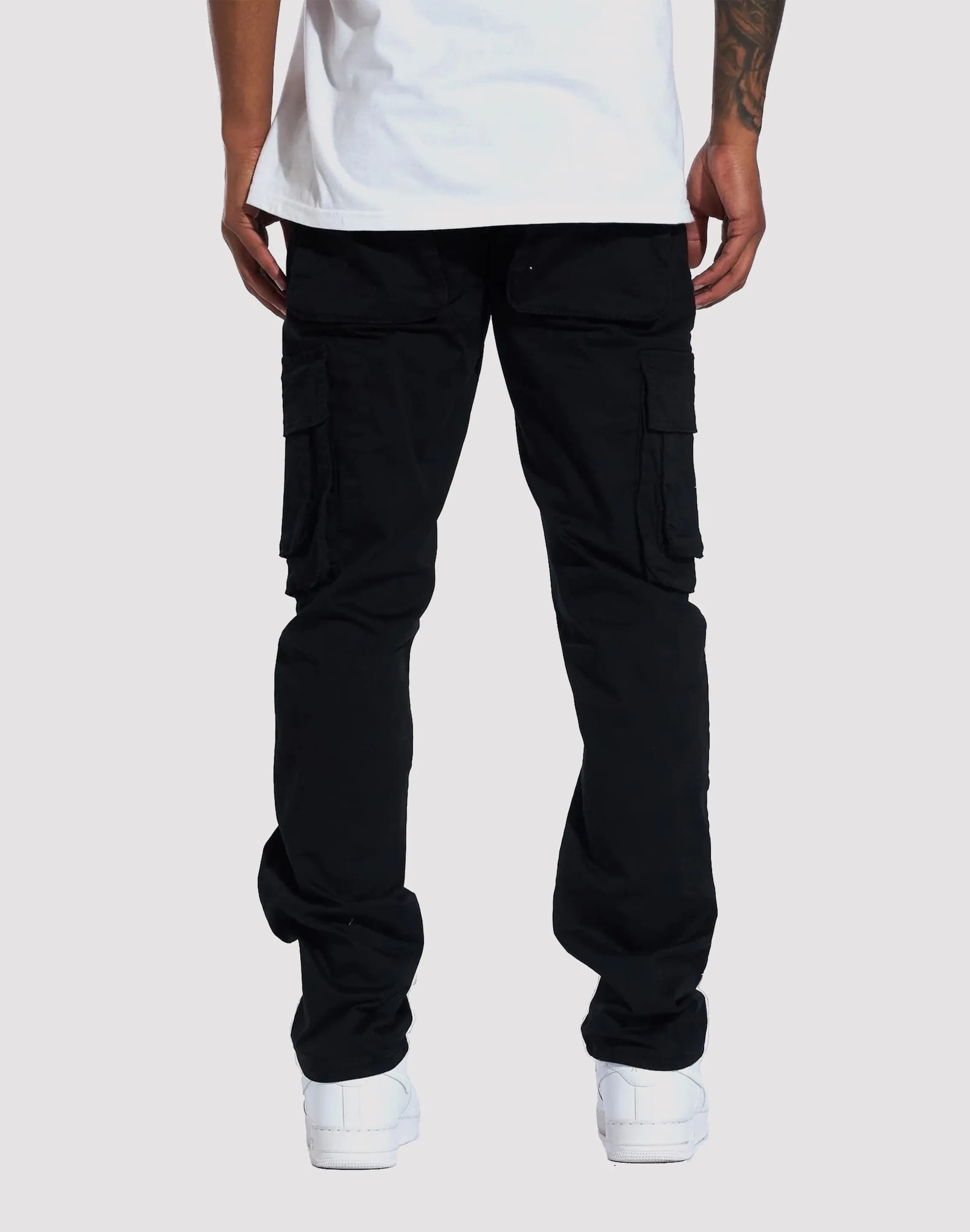 THE LEVERAGE Crysp Denim Allen Cargo Black Pants
