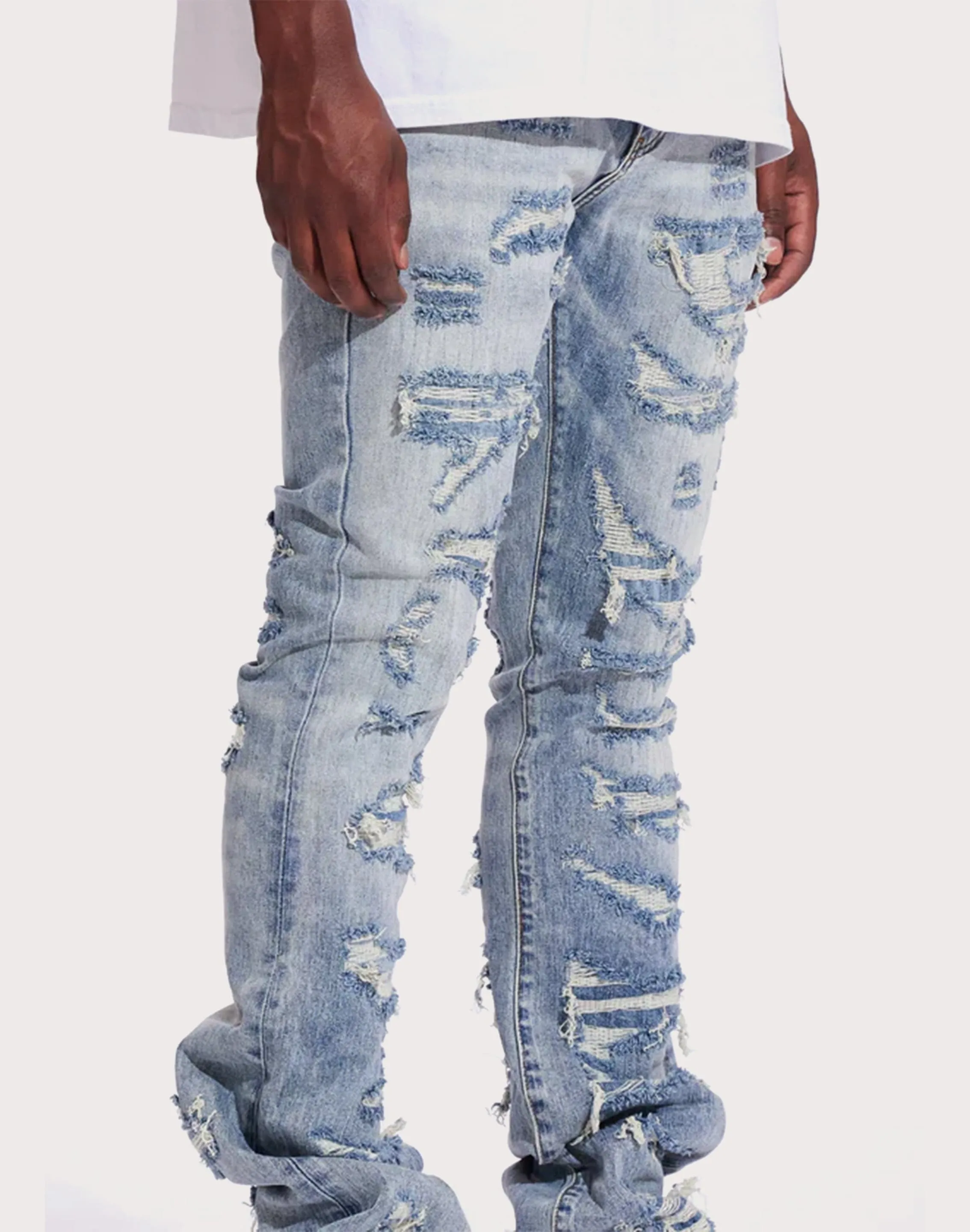THE LEVERAGE Crysp Denim Arch Slim Fit Denim Jet Black Jeans