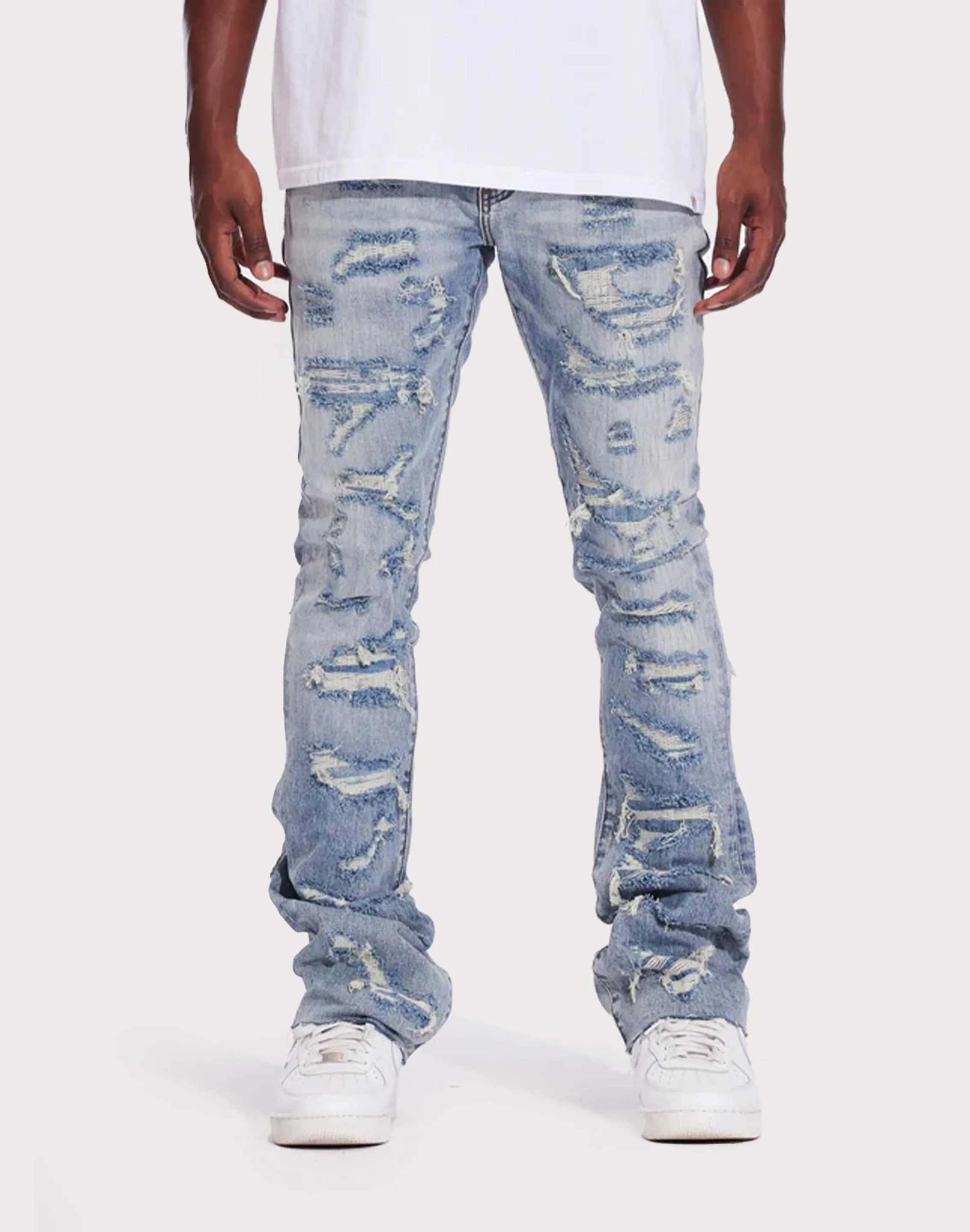 THE LEVERAGE Crysp Denim Arch Slim Fit Denim Jet Black Jeans