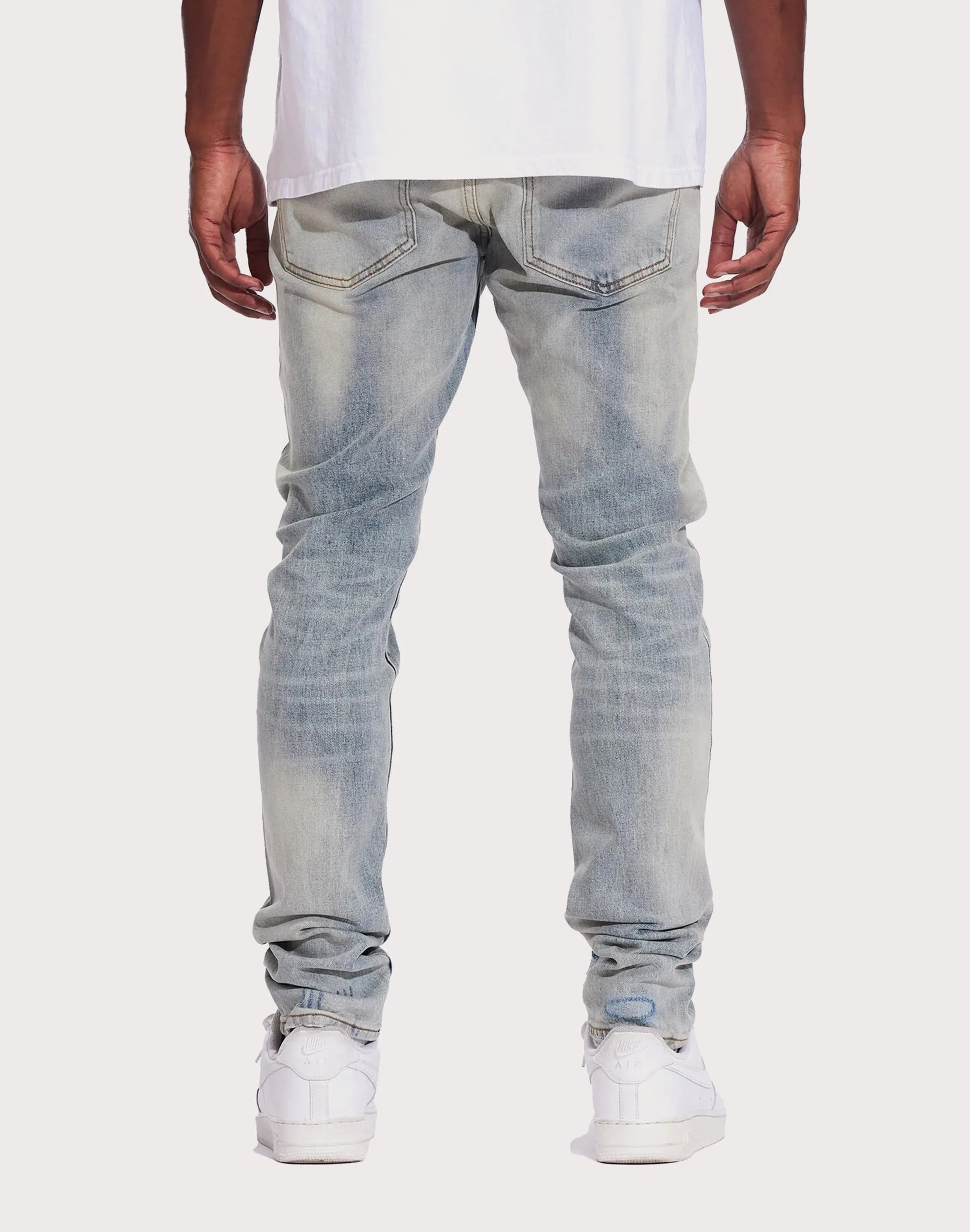 THE LEVERAGE Crysp Denim Atlantic Denim Slim Light Wash Jeans