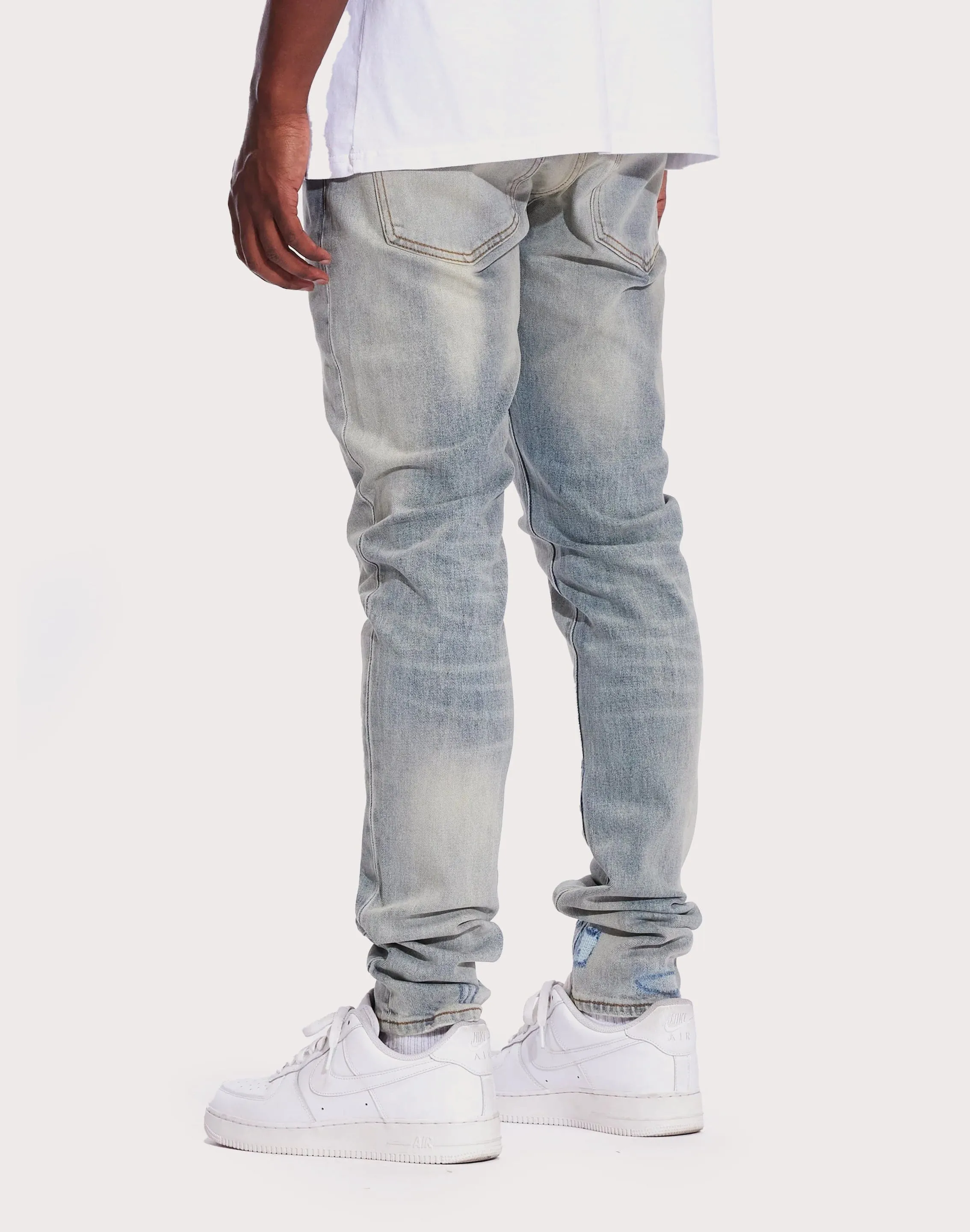 THE LEVERAGE Crysp Denim Atlantic Denim Slim Light Wash Jeans