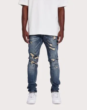 THE LEVERAGE Crysp Denim Atlantic Slim Fit Dark Blue Jeans