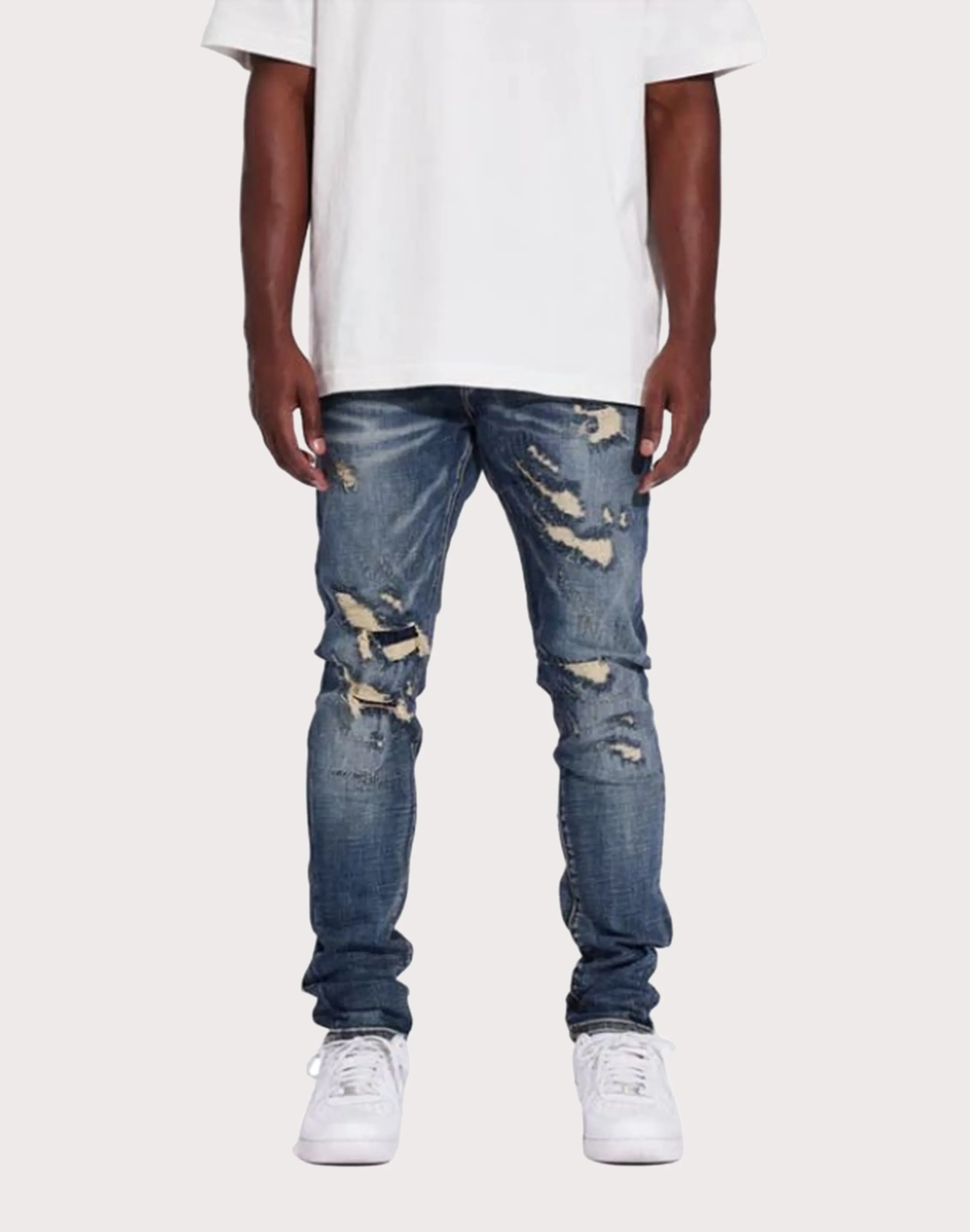 THE LEVERAGE Crysp Denim Atlantic Slim Fit Dark Blue Jeans