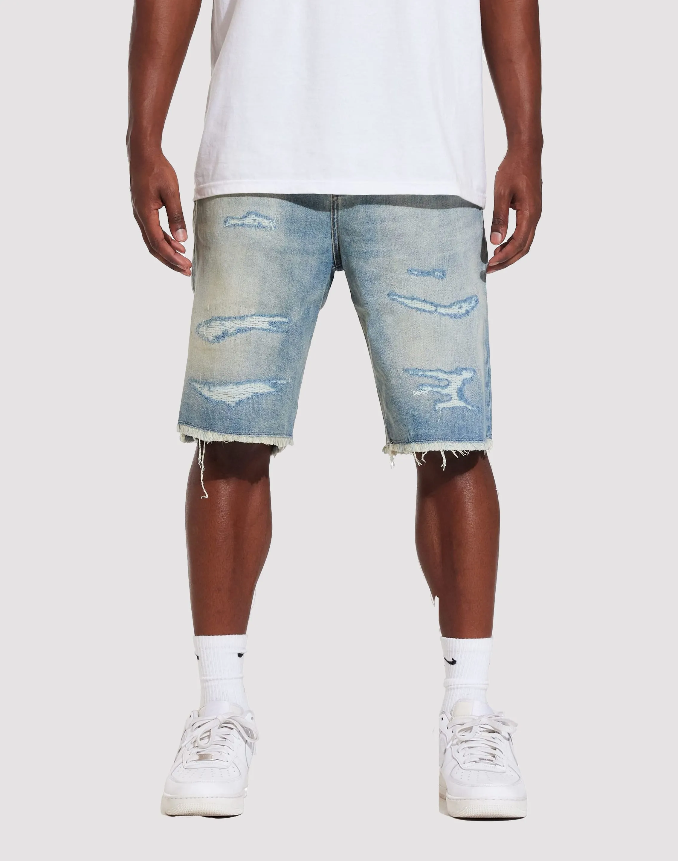 THE LEVERAGE Crysp Denim Atlantic Stone Blue Shorts