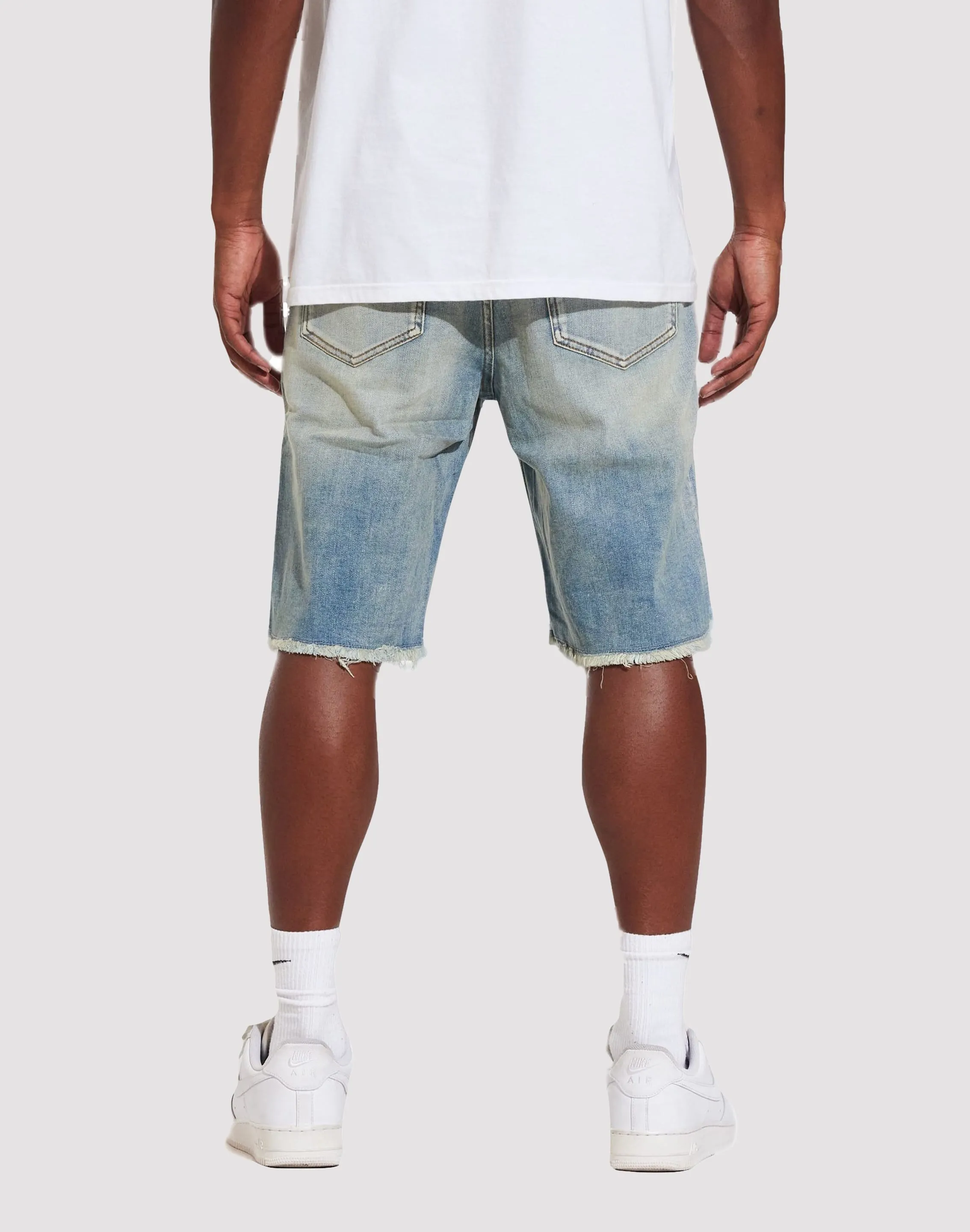 THE LEVERAGE Crysp Denim Atlantic Stone Blue Shorts