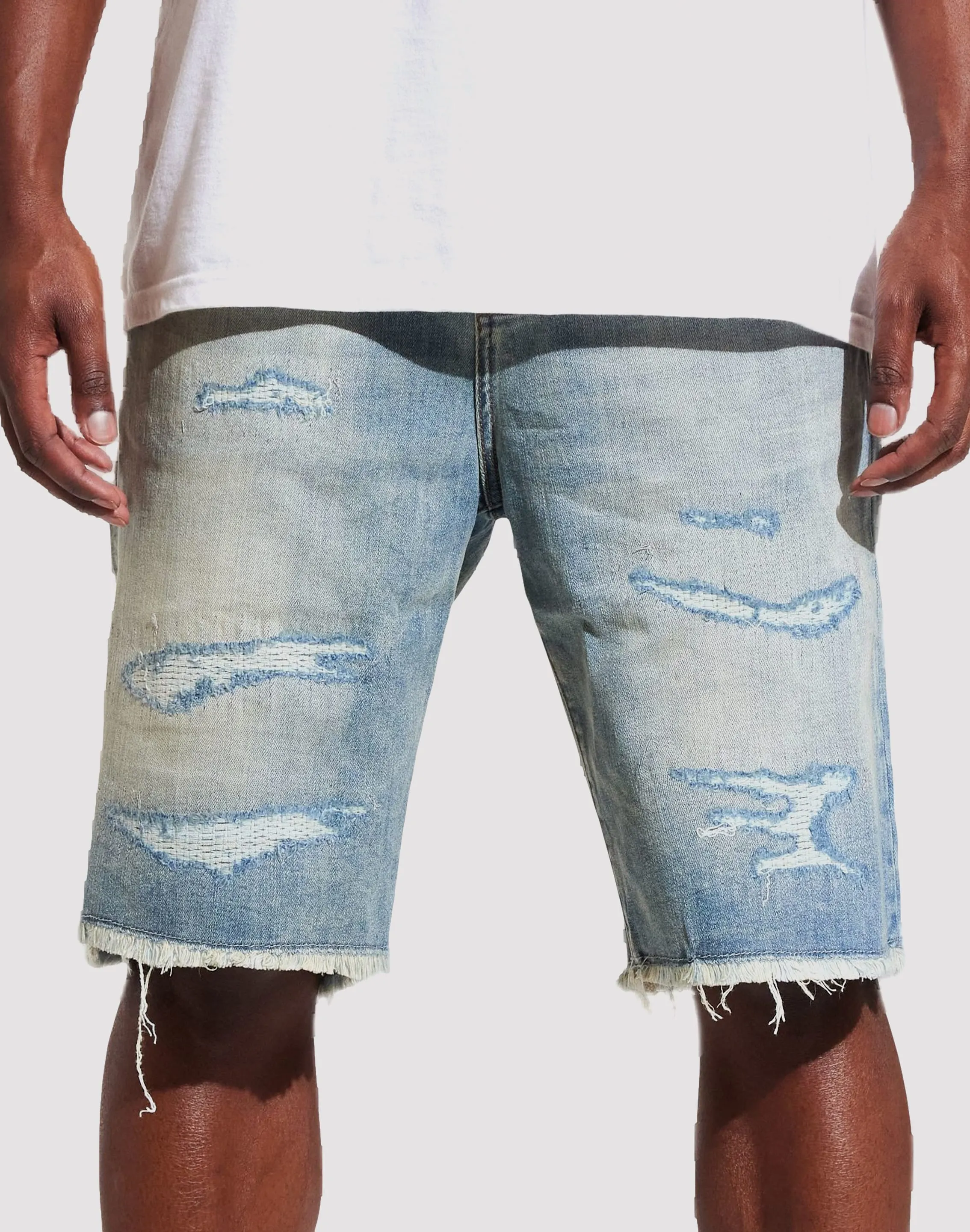 THE LEVERAGE Crysp Denim Atlantic Stone Blue Shorts