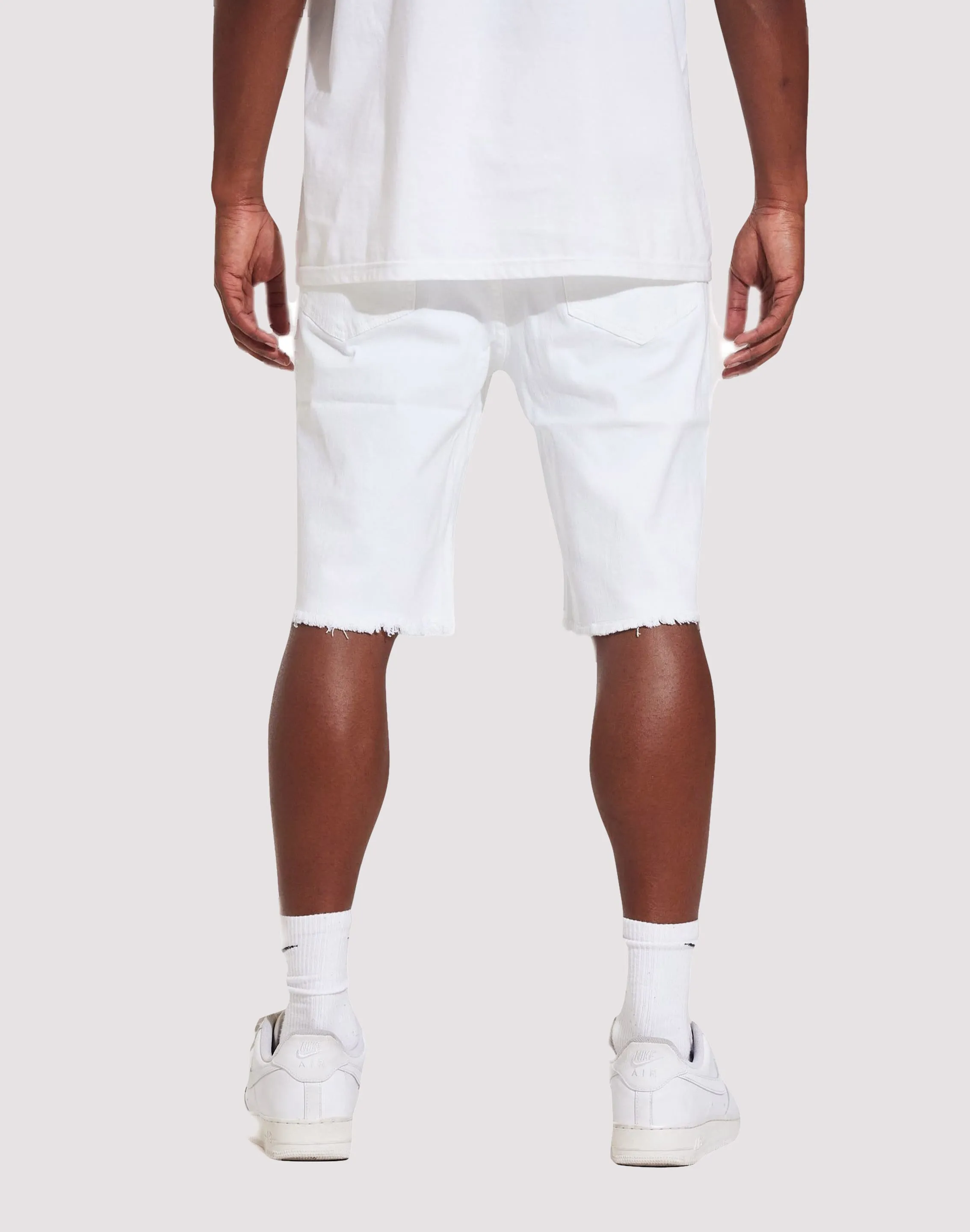 THE LEVERAGE Crysp Denim Atlantic White Shorts