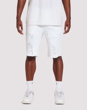 THE LEVERAGE Crysp Denim Atlantic White Shorts