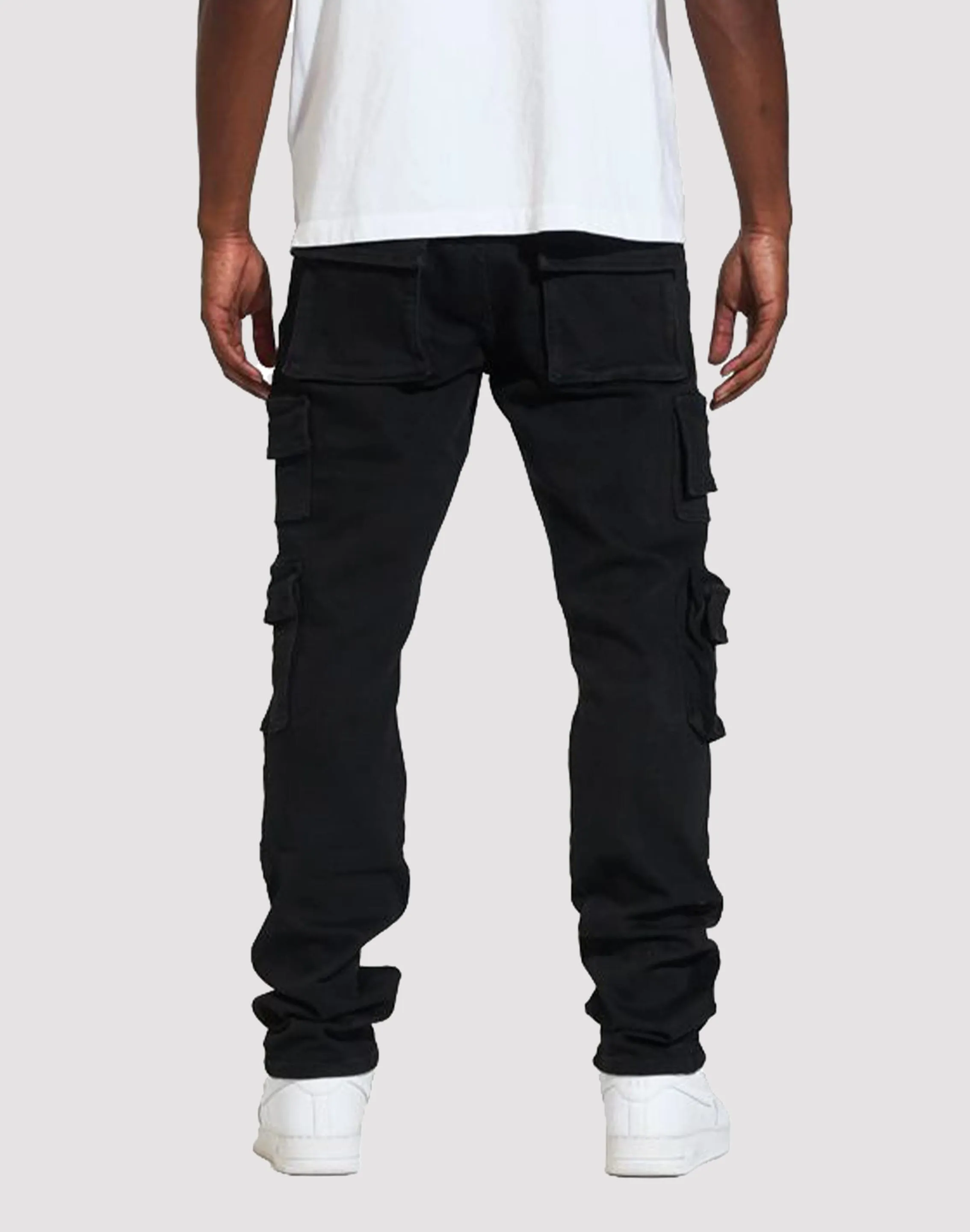 THE LEVERAGE Crysp Denim Nelson Black Cargo Pants