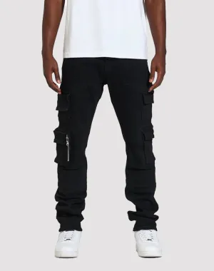 THE LEVERAGE Crysp Denim Nelson Black Cargo Pants