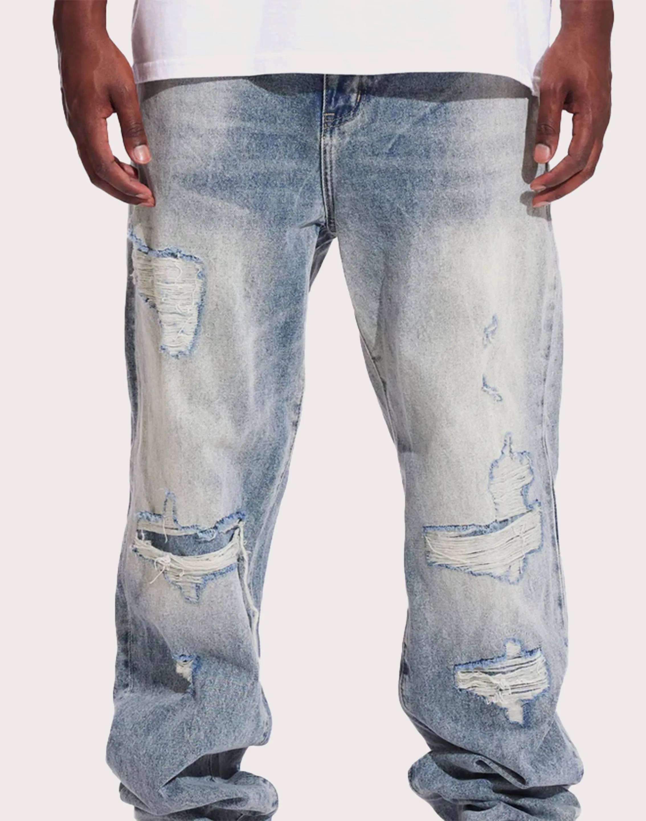 THE LEVERAGE Crysp Denim Pacific Slim Straight Jeans