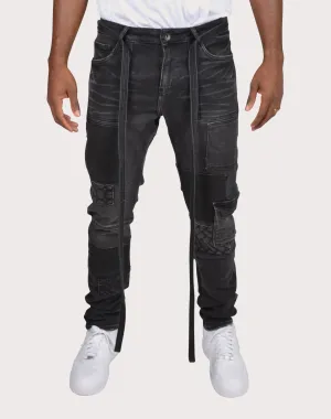 THE LEVERAGE Crysp Denim Stanton Slim Fit Cargo Pants