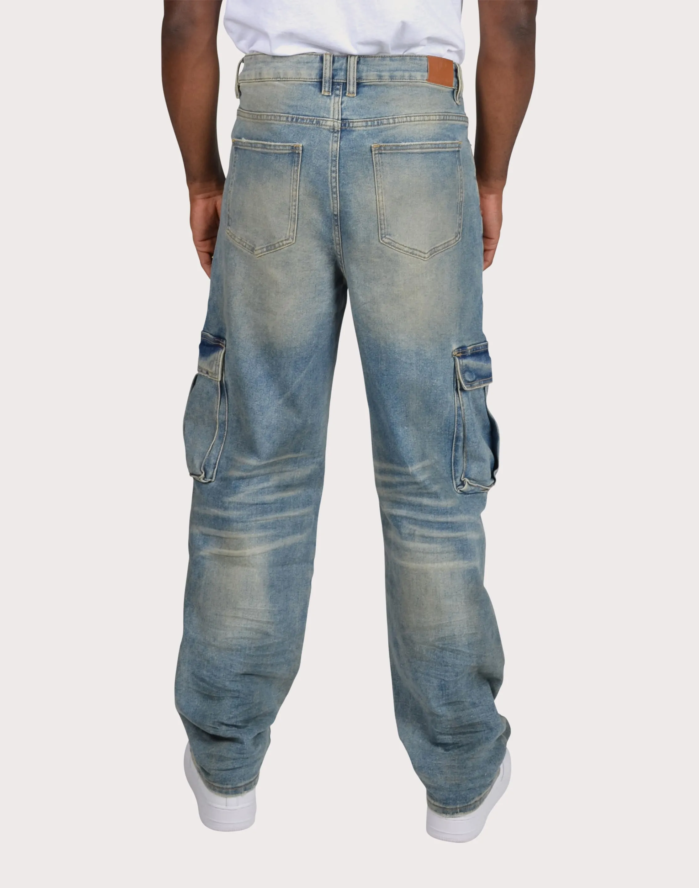 THE LEVERAGE Crysp Denim Station Straight Fit Cargo Pants