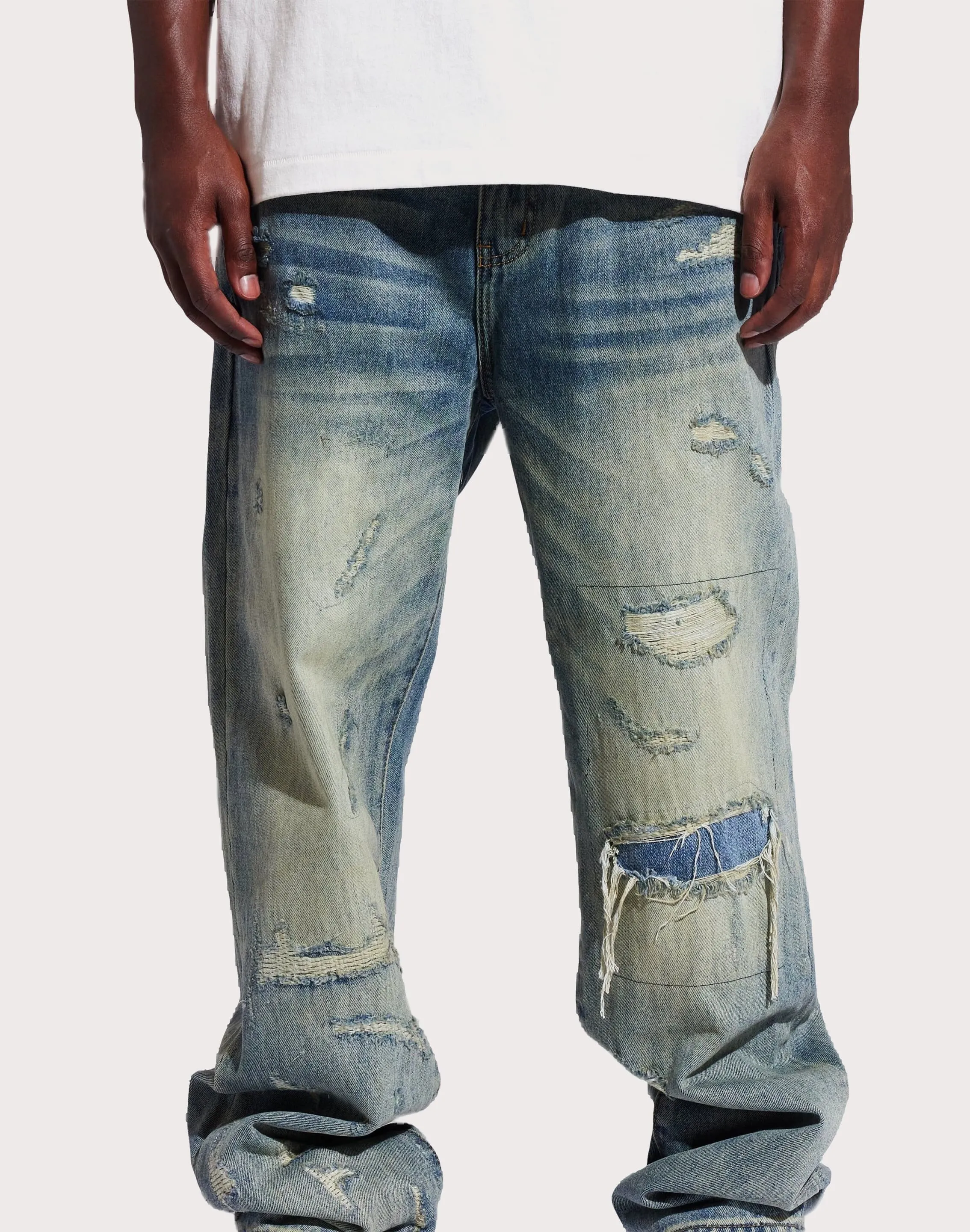 THE LEVERAGE Pacific Straight Fit Denim Jeans