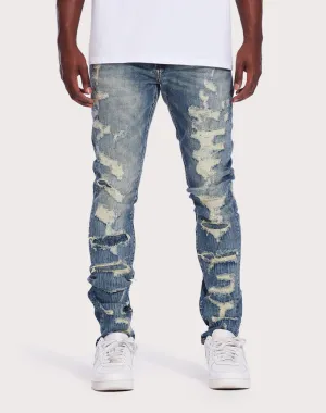 THE LEVERAGE Patrick Slim Vintage Wash Jeans