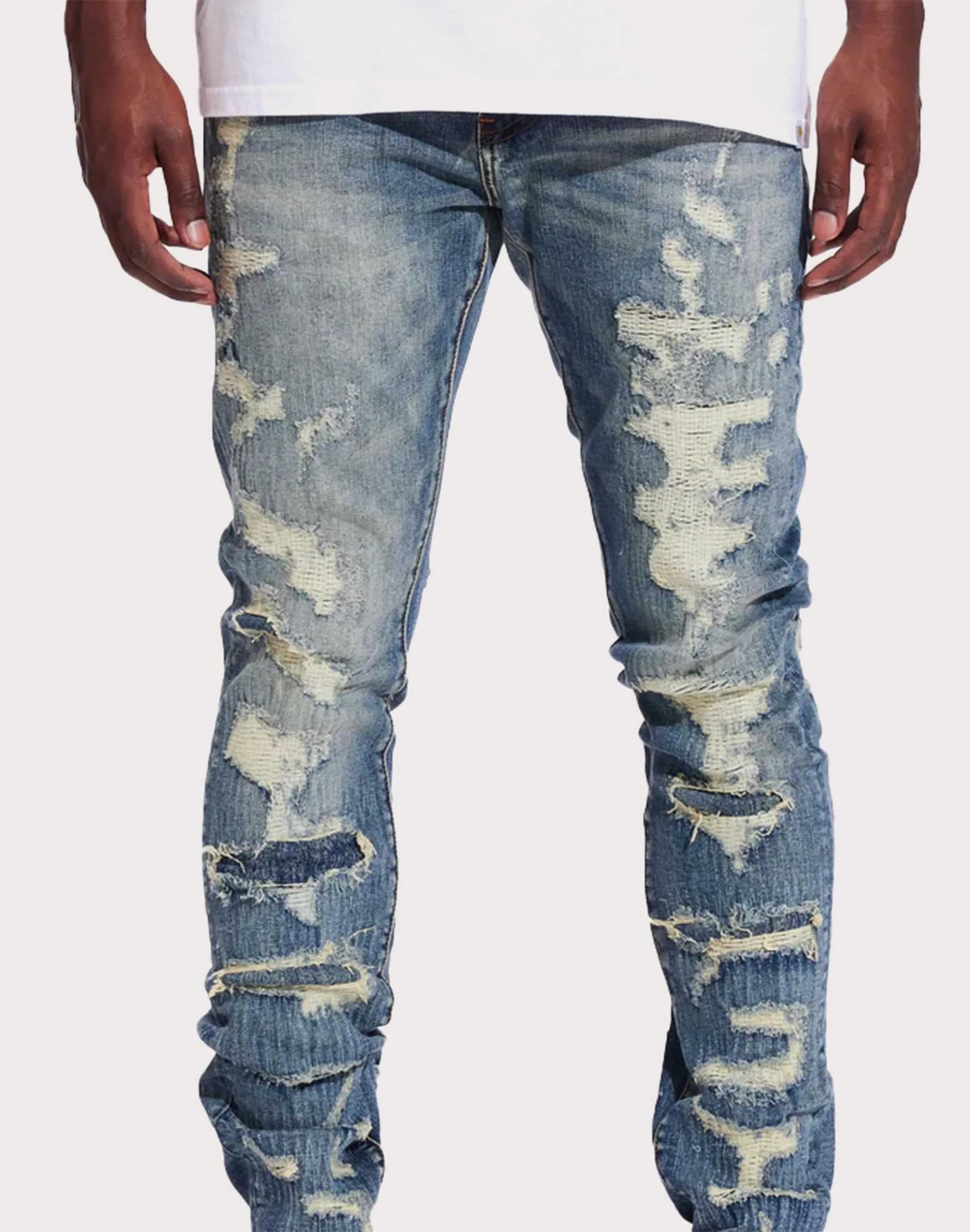 THE LEVERAGE Patrick Slim Vintage Wash Jeans