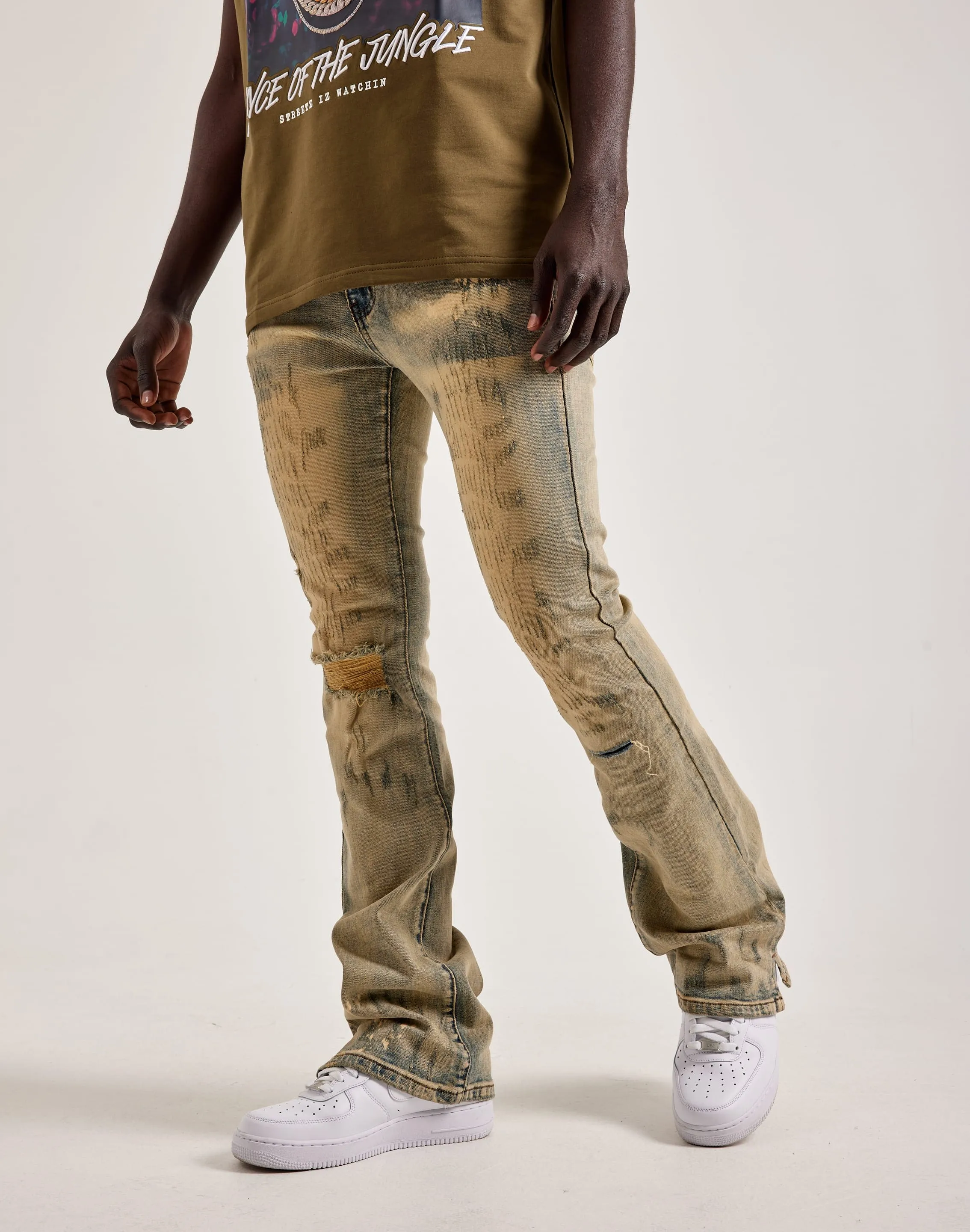 THRT Victor Stacked Flared Denim Jeans