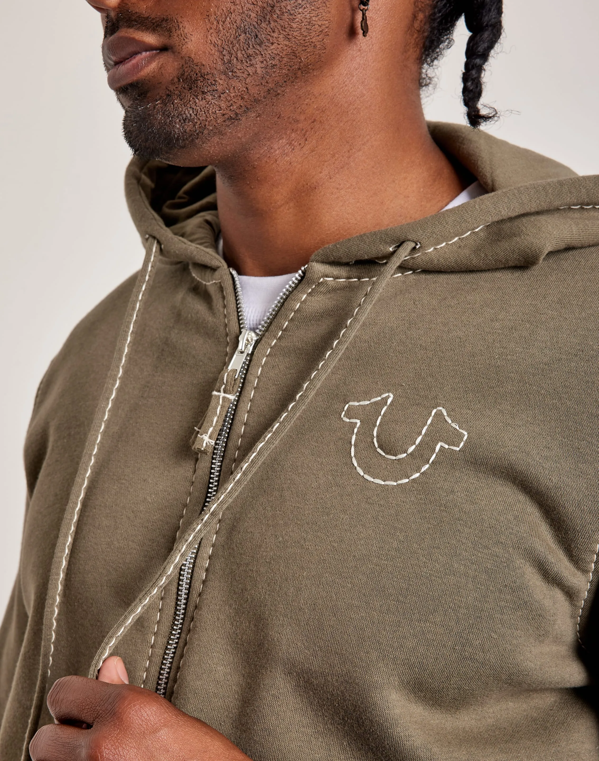 True Religion Big-T Full-Zip Hoodie