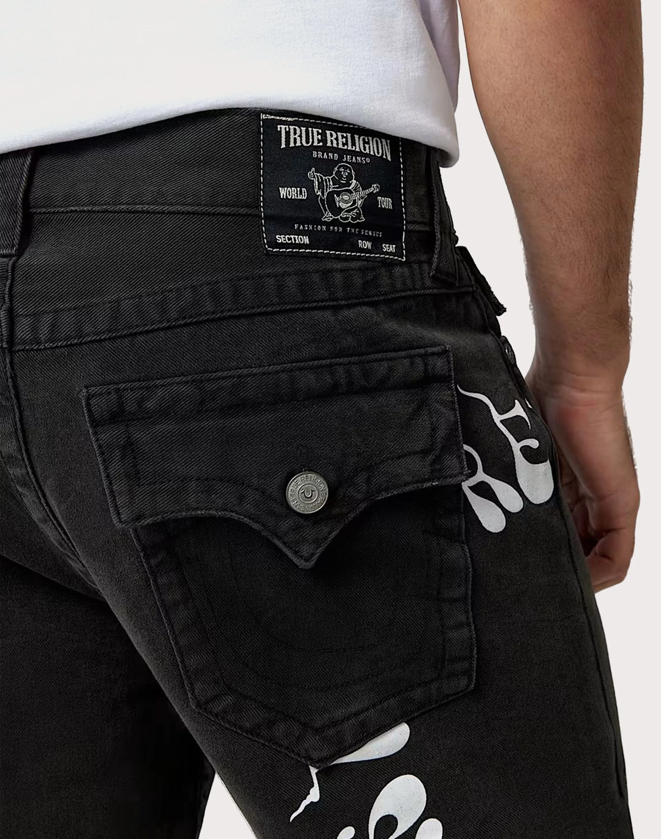 True Religion Dark Society Club Rocco Flap Slim Fit Denim Jeans