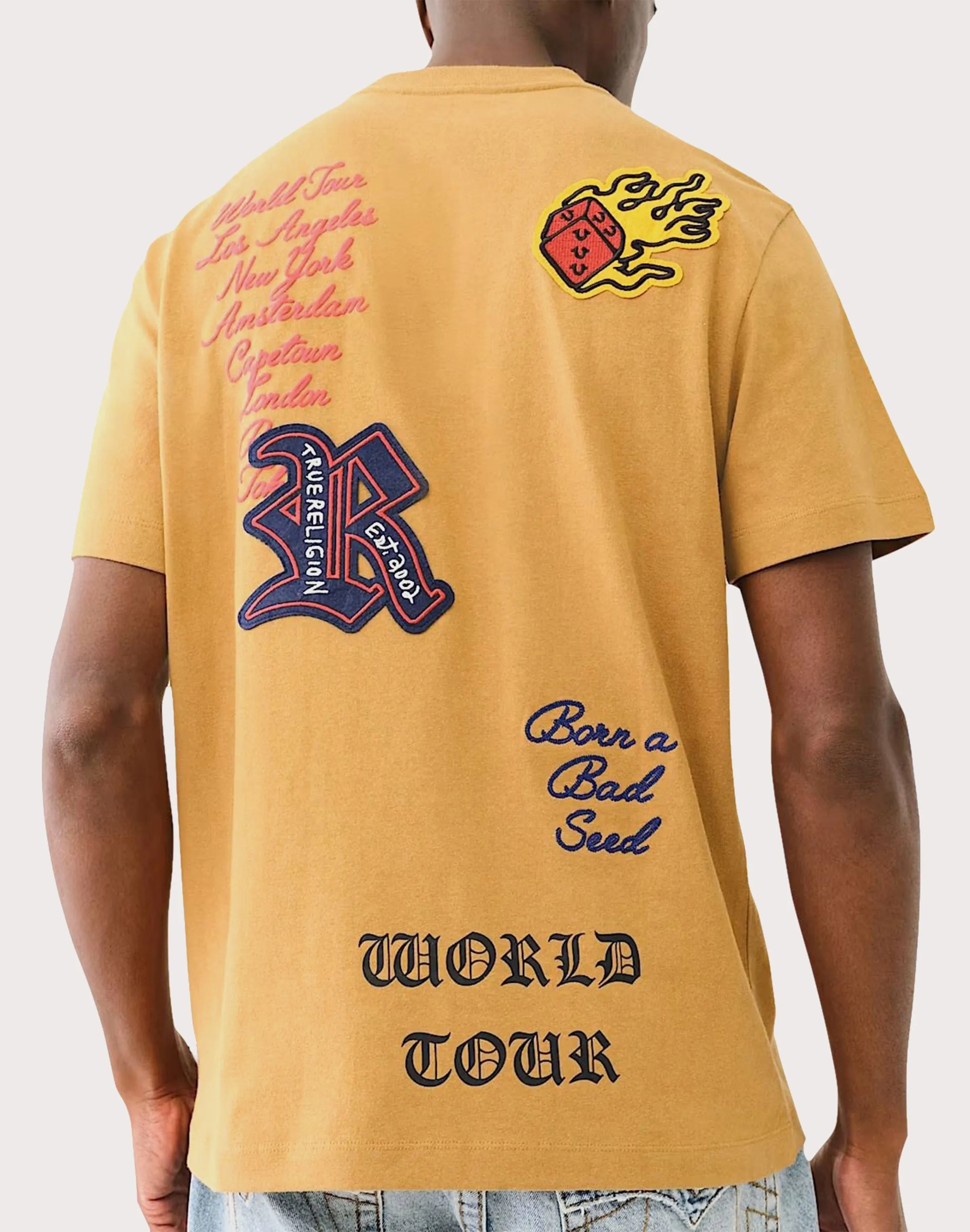 True Religion Patch Embroidered Caramel Tee