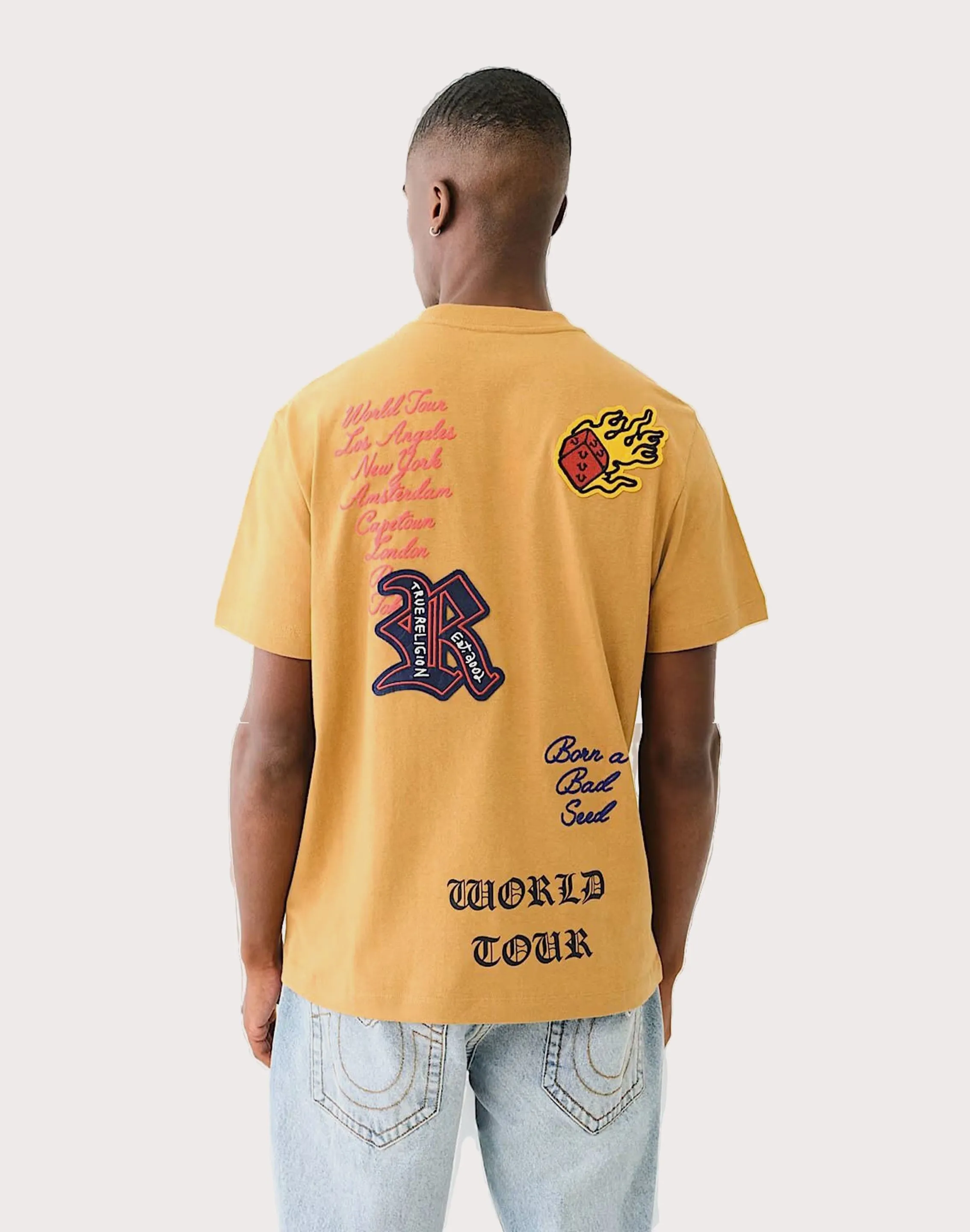 True Religion Patch Embroidered Caramel Tee