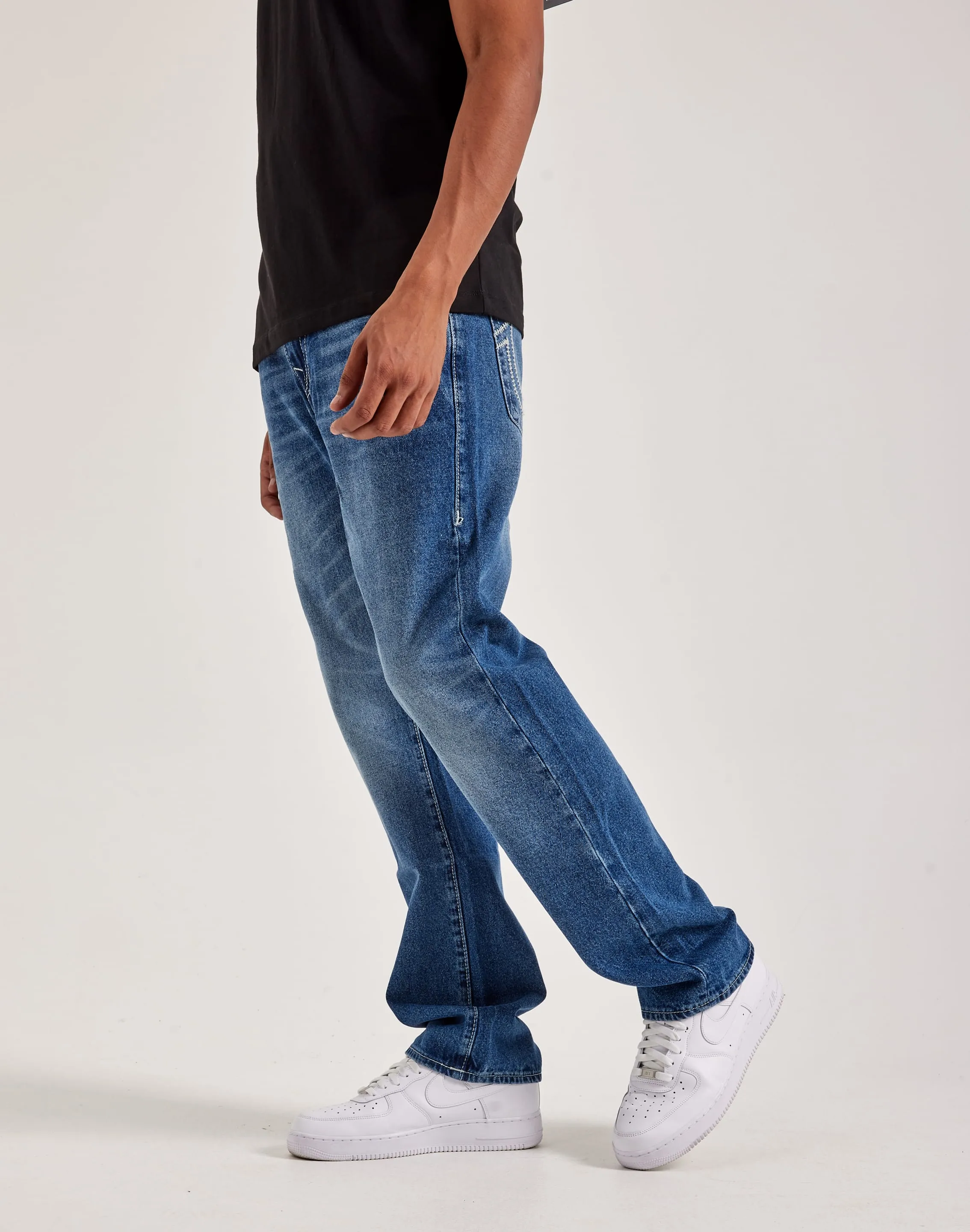 True Religion Ricky Ladder Stitch Logo Jeans