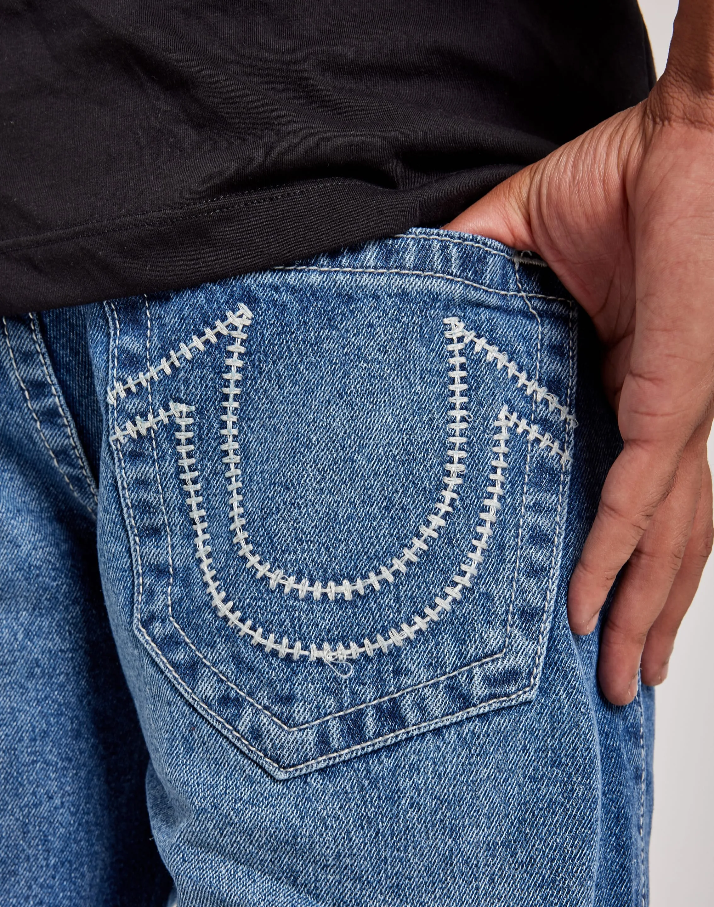 True Religion Ricky Ladder Stitch Logo Jeans