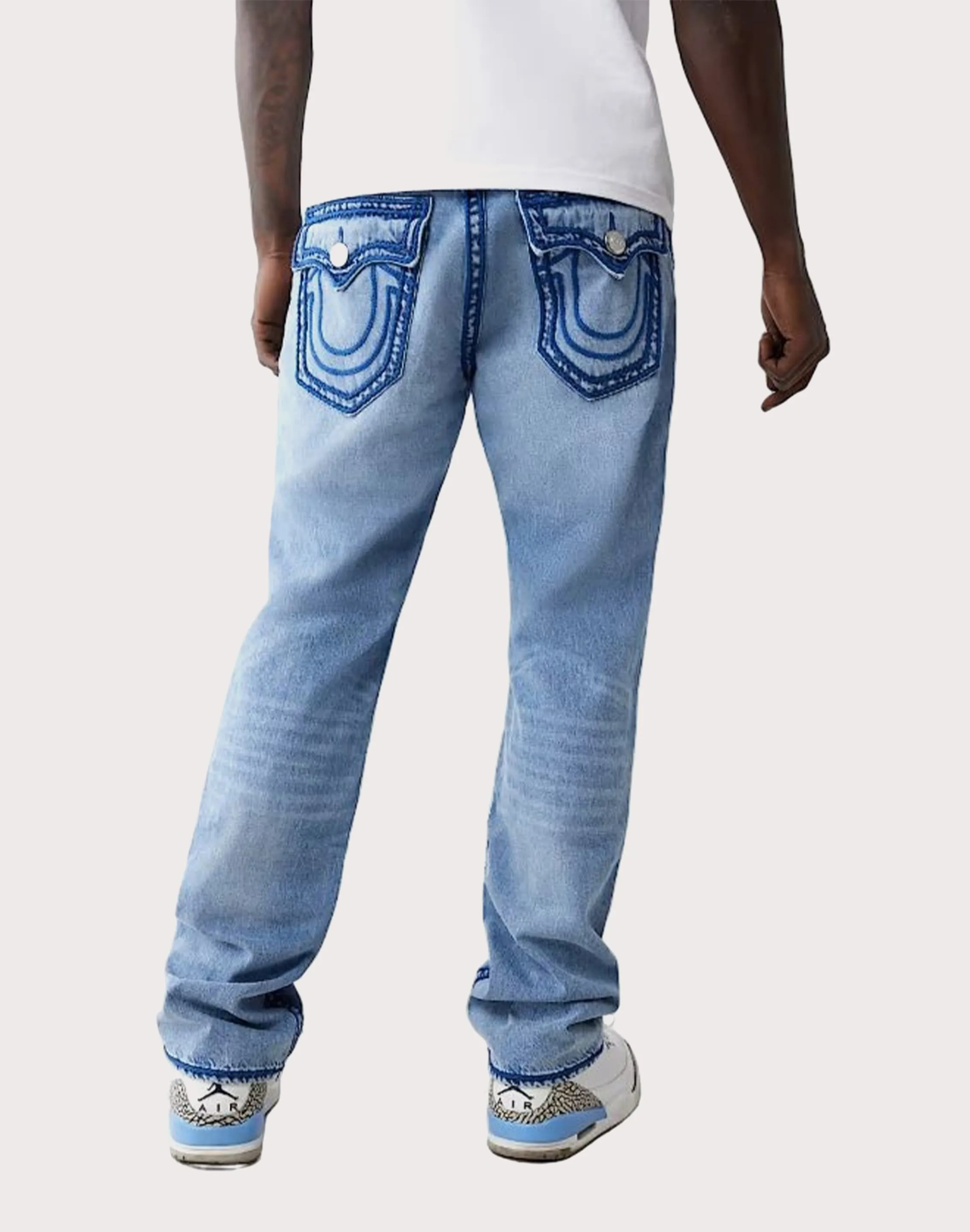 True Religion Ricky Rope Stitch Flap Straight Fit Denim Jeans