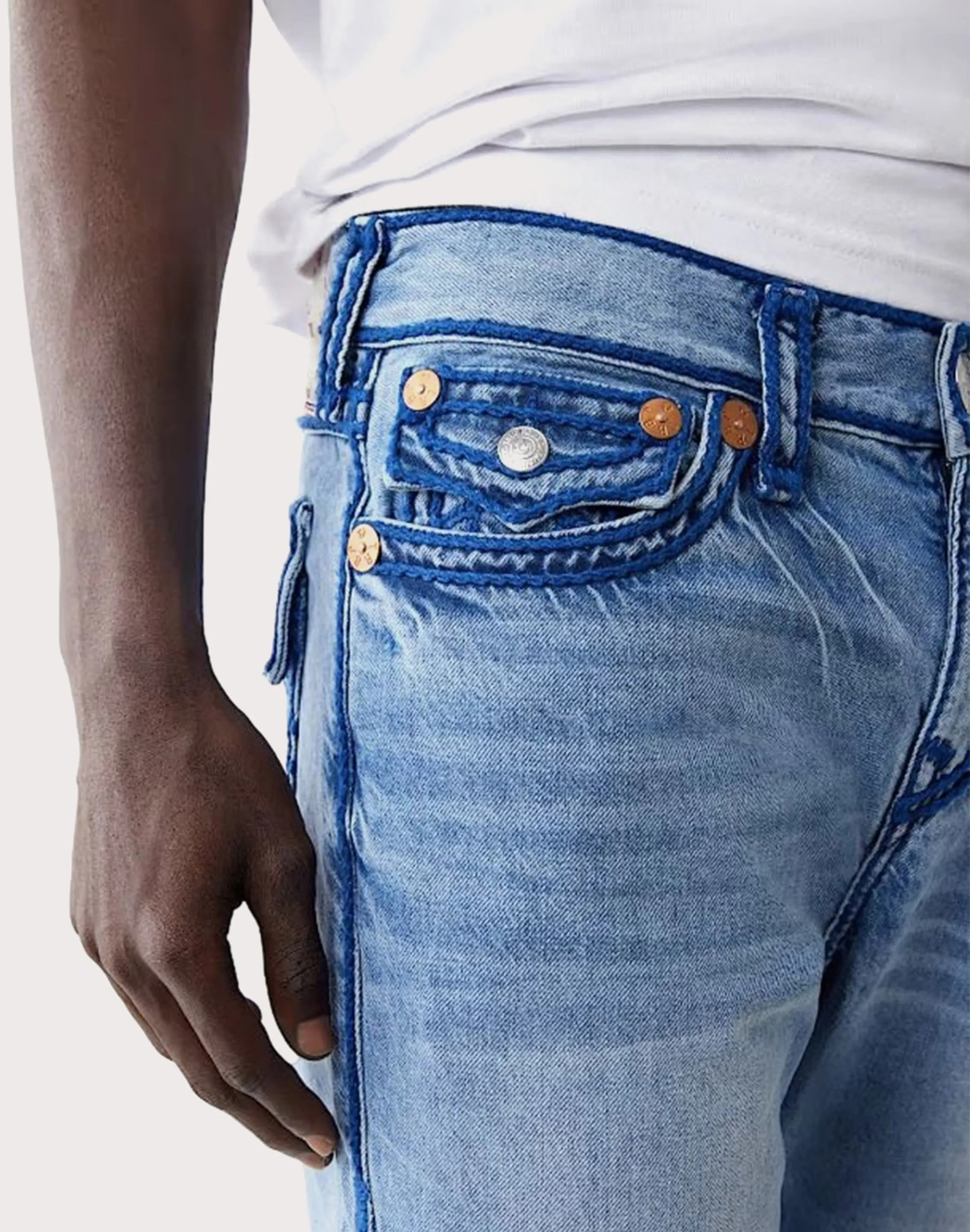 True Religion Ricky Rope Stitch Flap Straight Fit Denim Jeans
